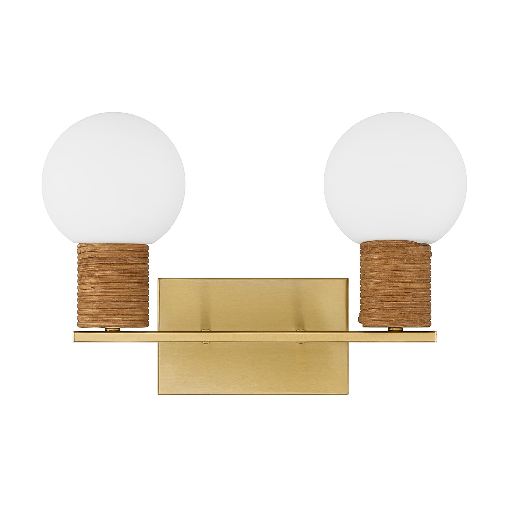 Shown in Warm Brass finish and White Opal glass