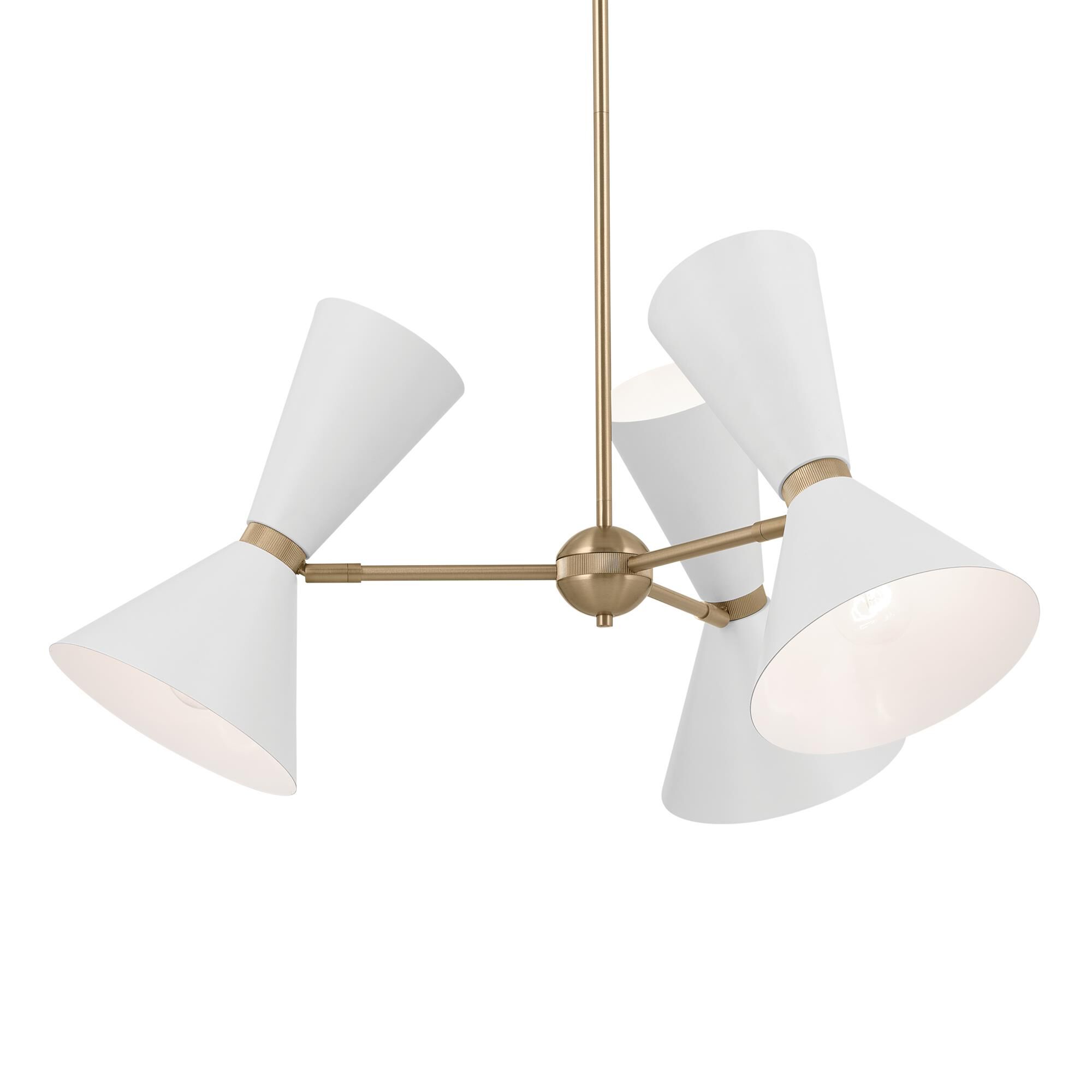 Shown in Champagne Bronze with White finish and Metal and Cone shade