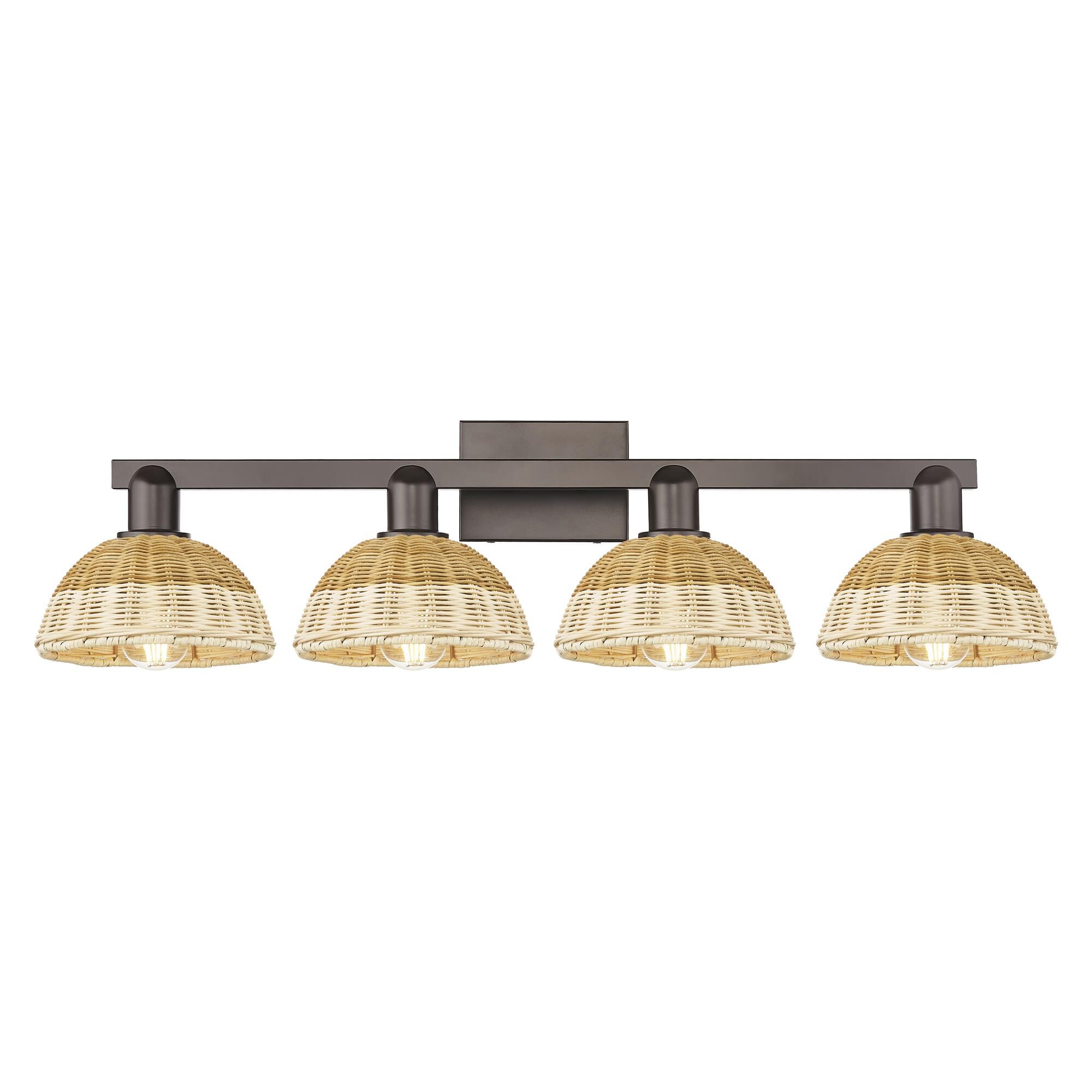 Shown in Oil Rubbed Bronze finish and Natural Fiber shade