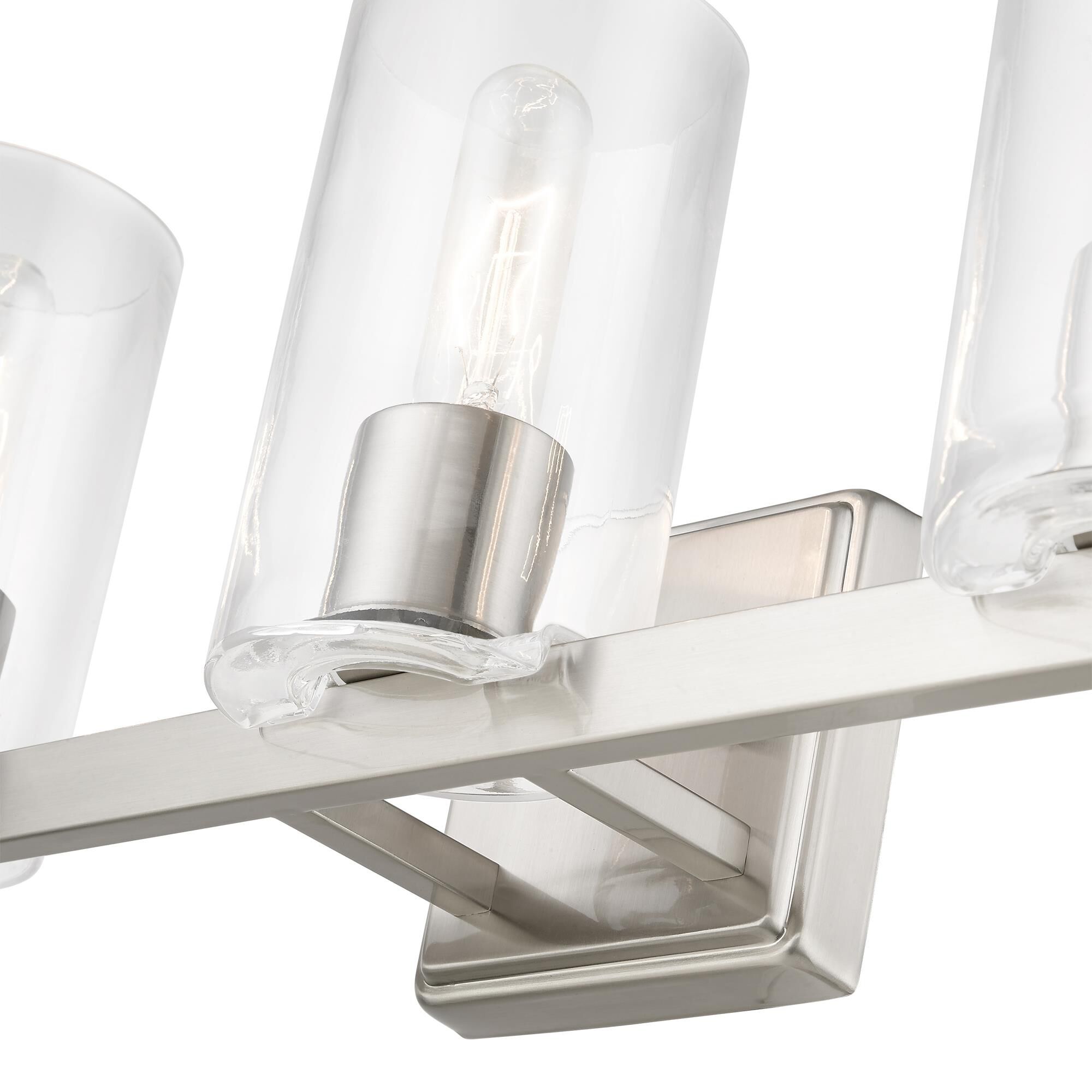 Shown in Brushed Nickel finish and Clear glass