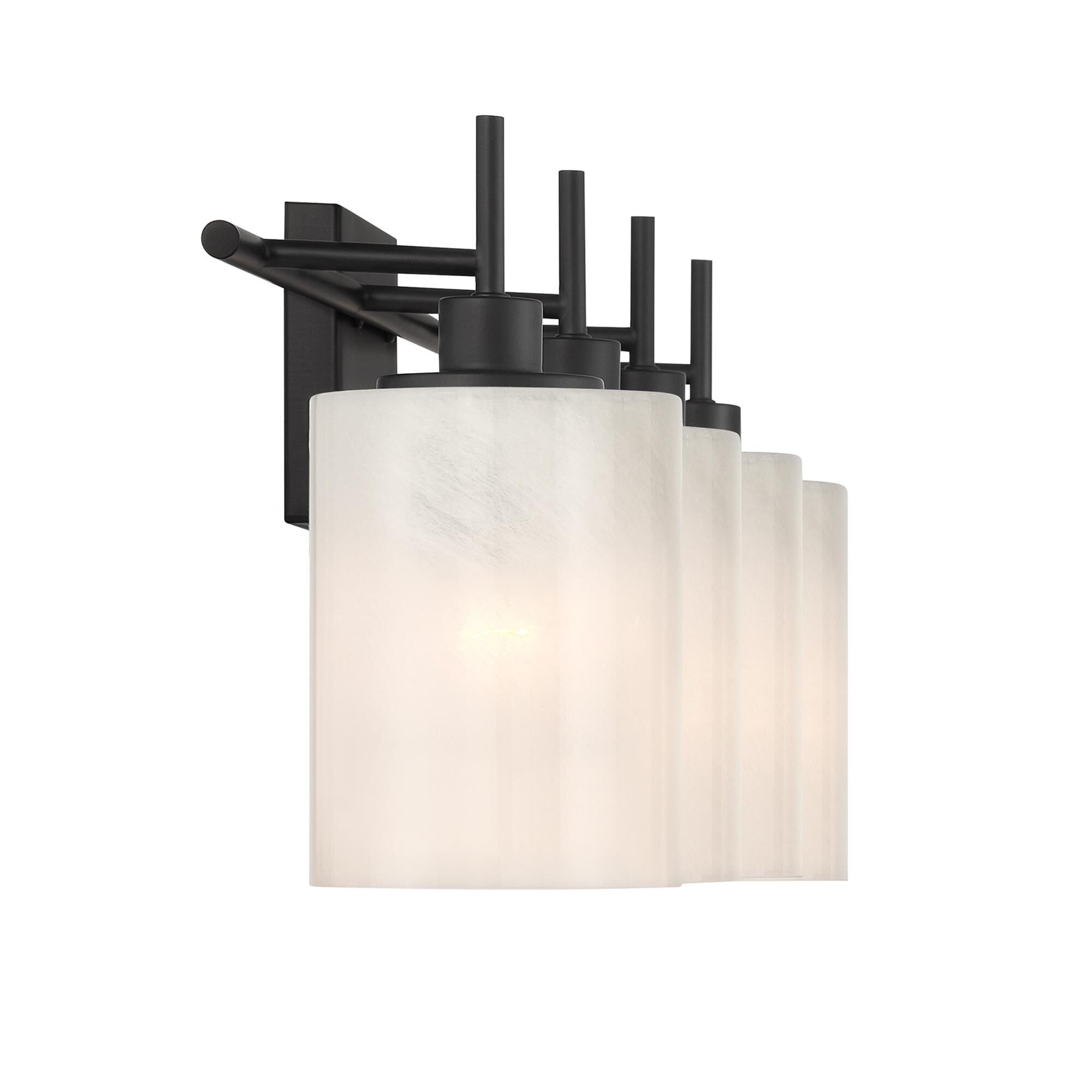 Shown in Matte Black finish and White Strie glass