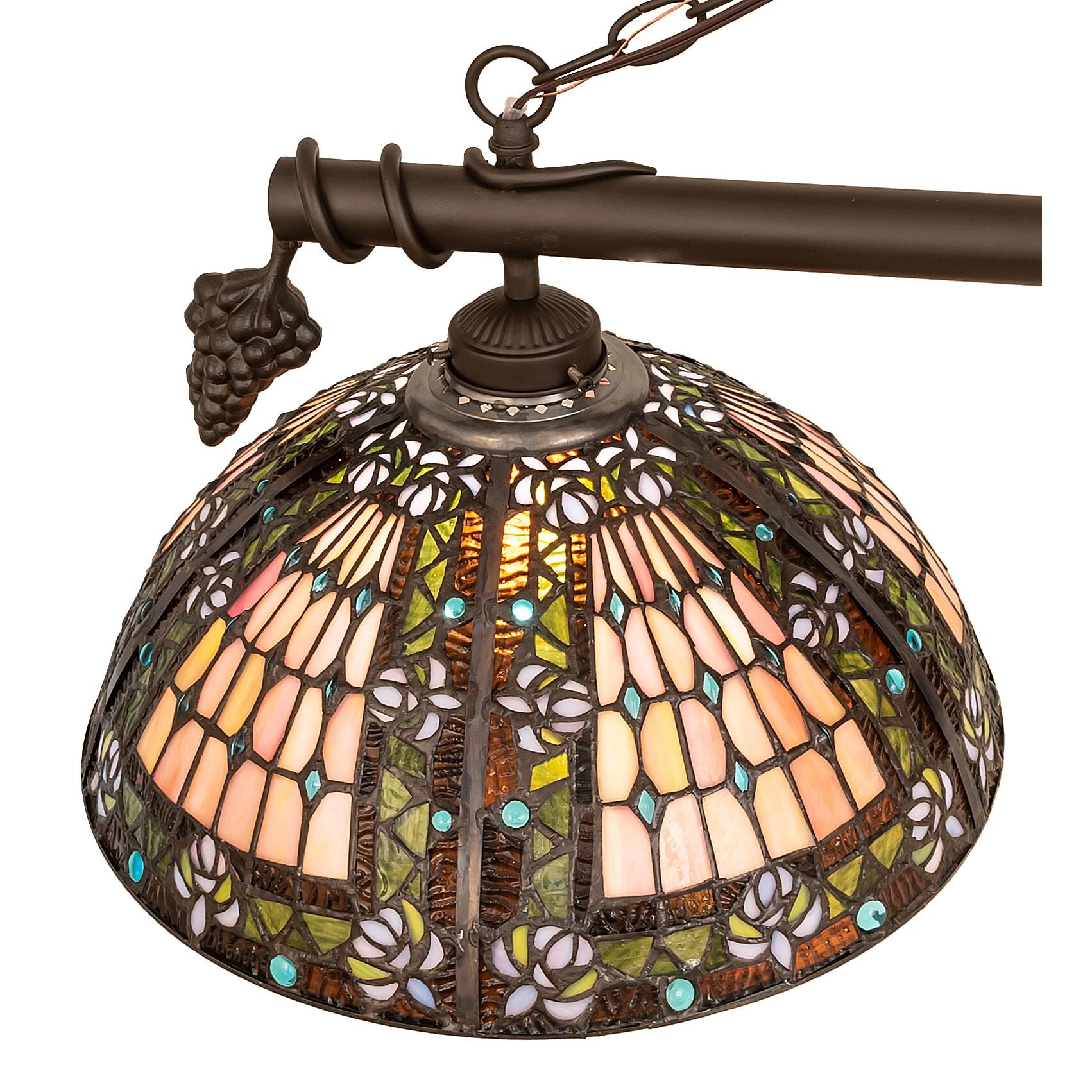 Shown in Oil Rubbed Bronze finish and Green glass