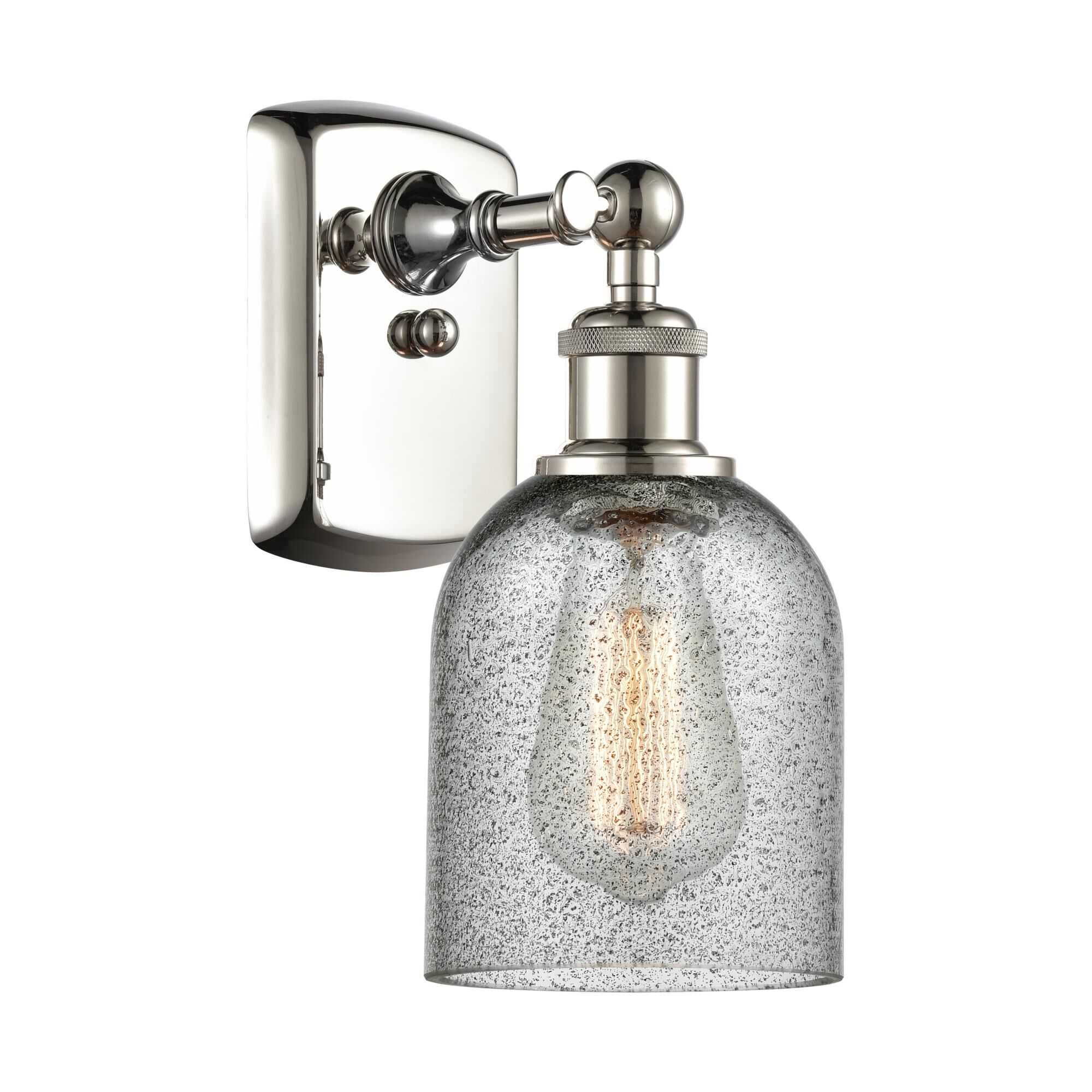Shown in Polished Nickel finish and Bell glass and Glass shade
