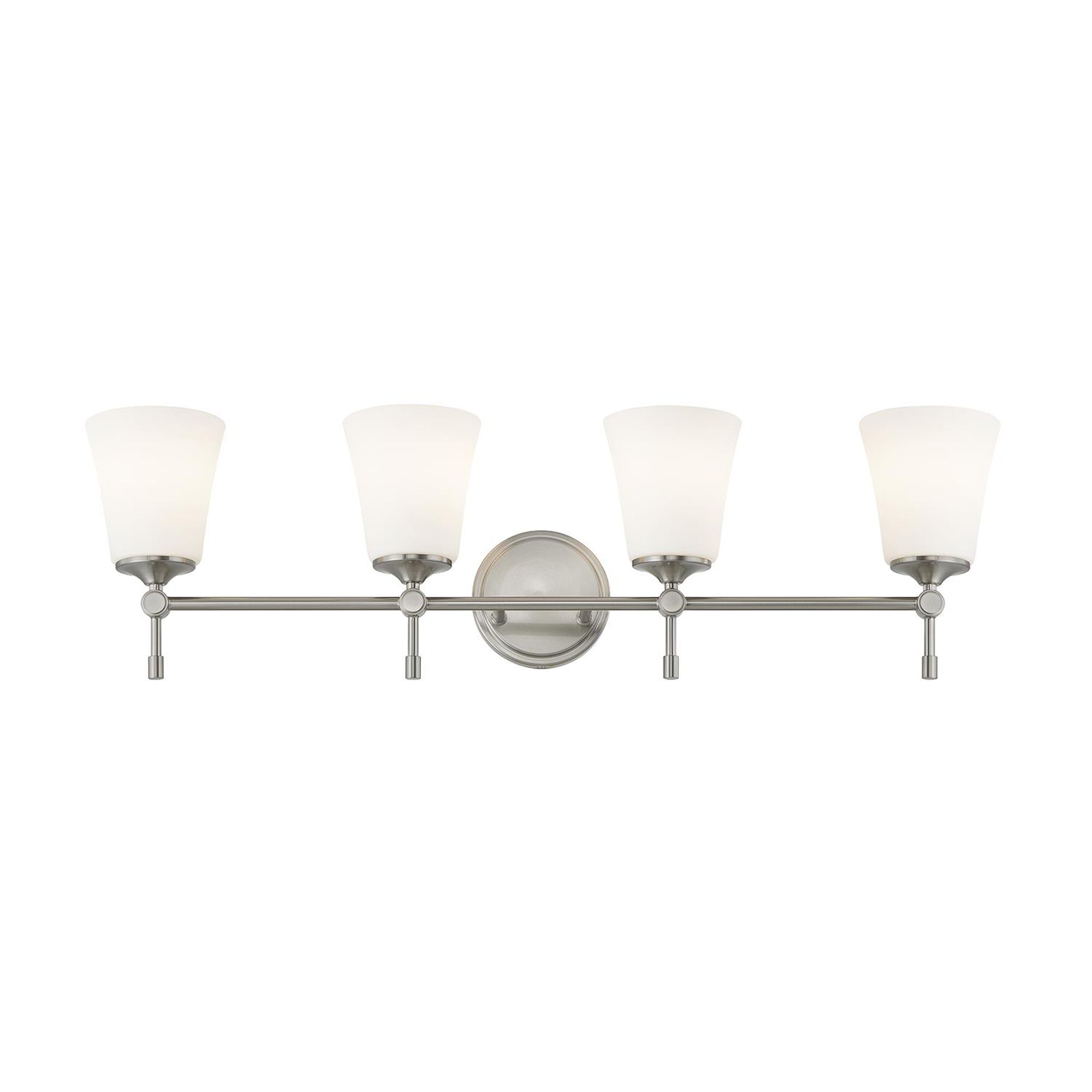 Shown in Brushed Nickel finish and Opal glass