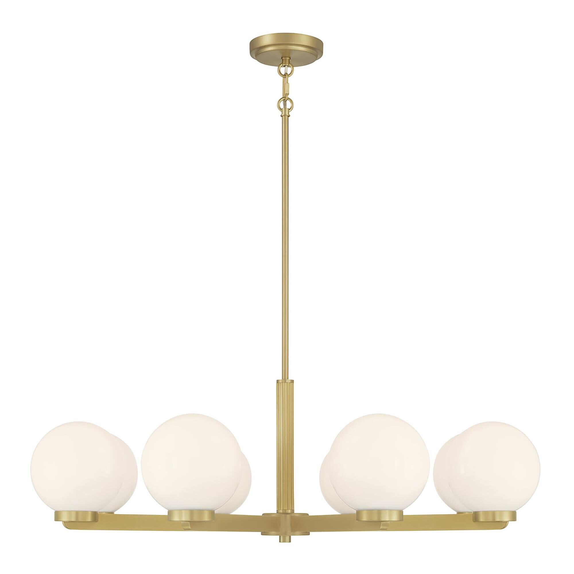 Shown in Vintage Brass finish and Shiny Opal glass