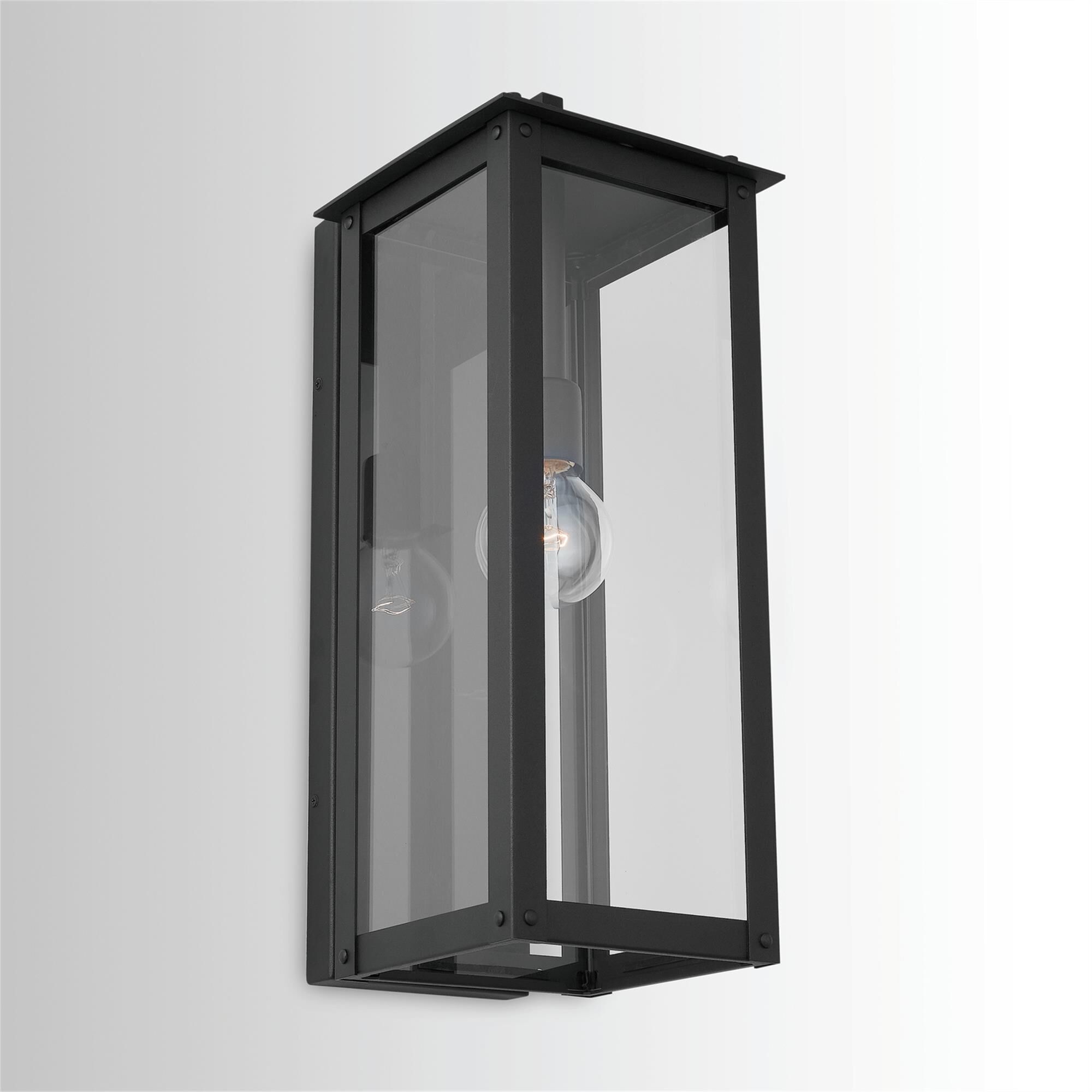 Shown in Black finish and Clear glass