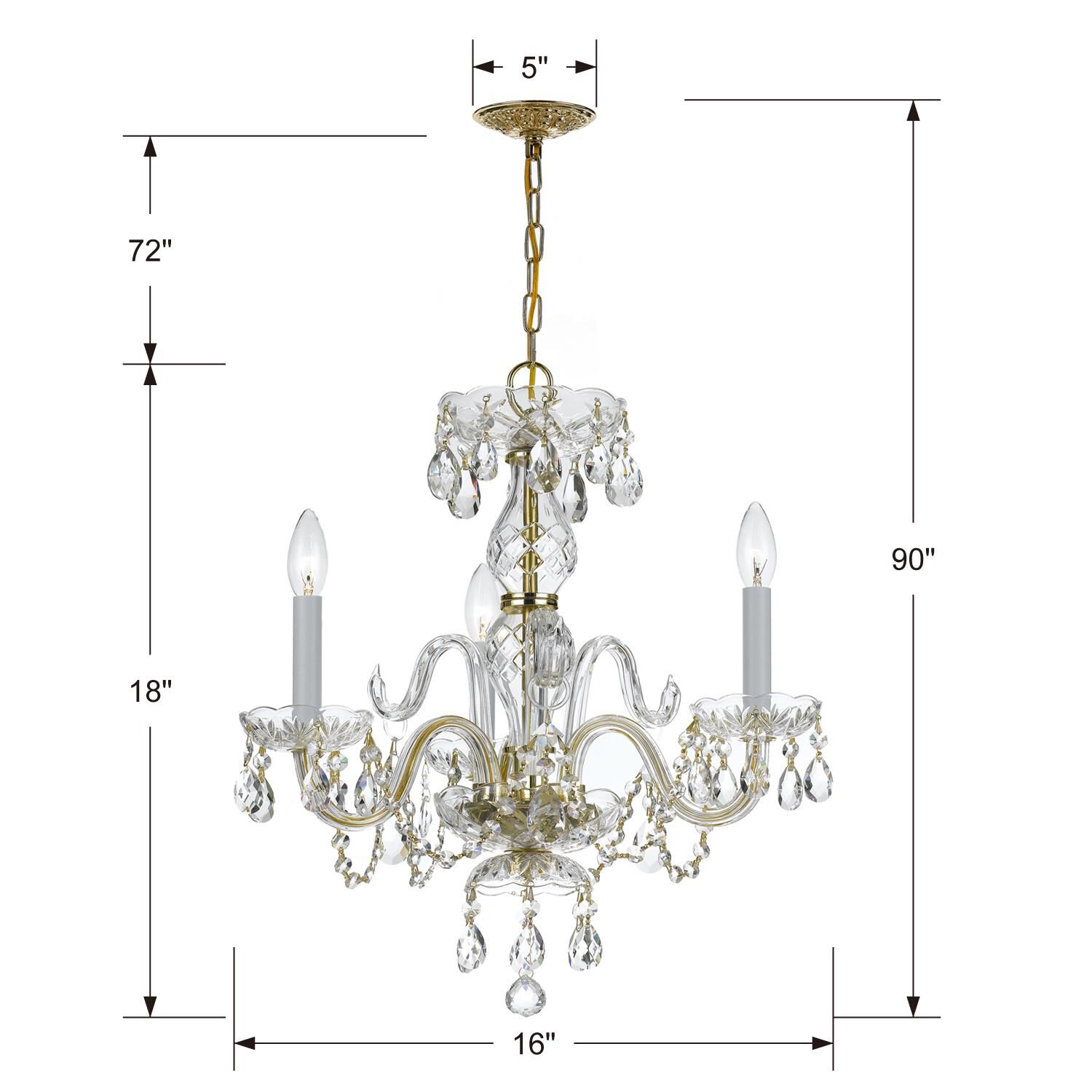 Traditional Crystal 16 Inch 3 Light Mini Chandelier by Crystorama