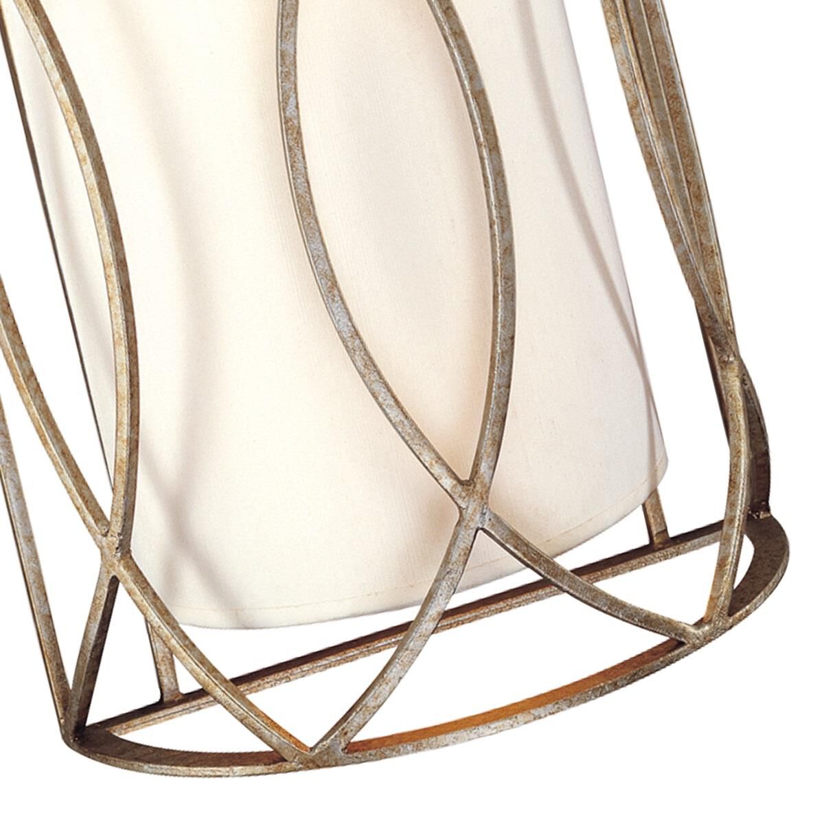 Shown in Silver Gold finish and Bronze Leaf glass and Hardback Linen shade