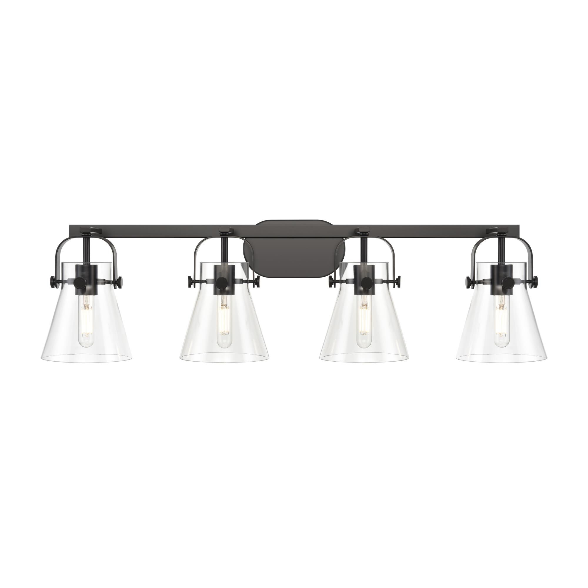 Shown in Matte Black finish and Clear glass and Clear Glass shade