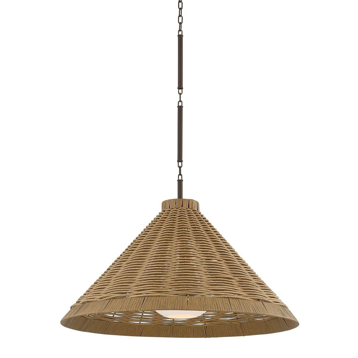 Shown in Bronze finish and All Weather Wicker shade