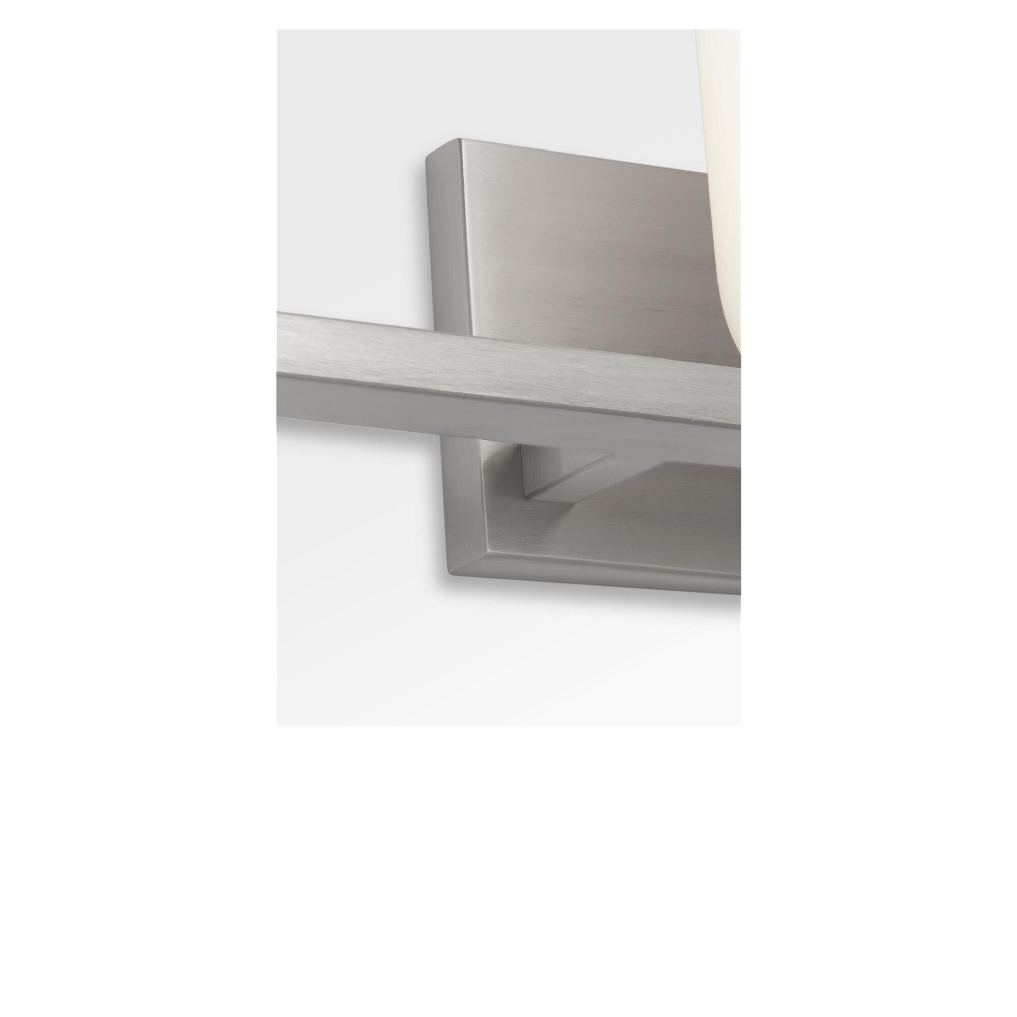 Shown in Brushed Nickel finish and Etched White glass