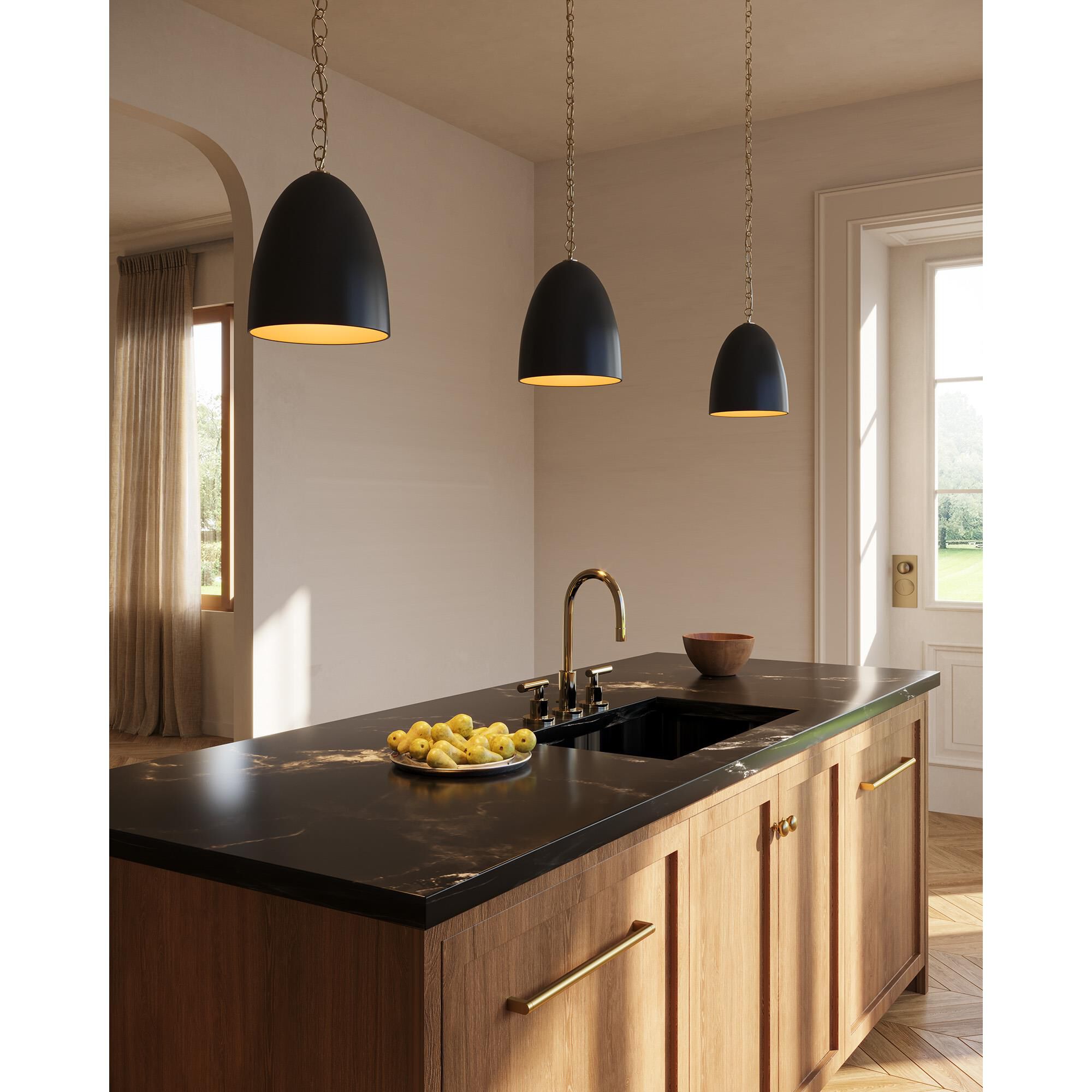 Shown in Matte Black finish and Steel shade