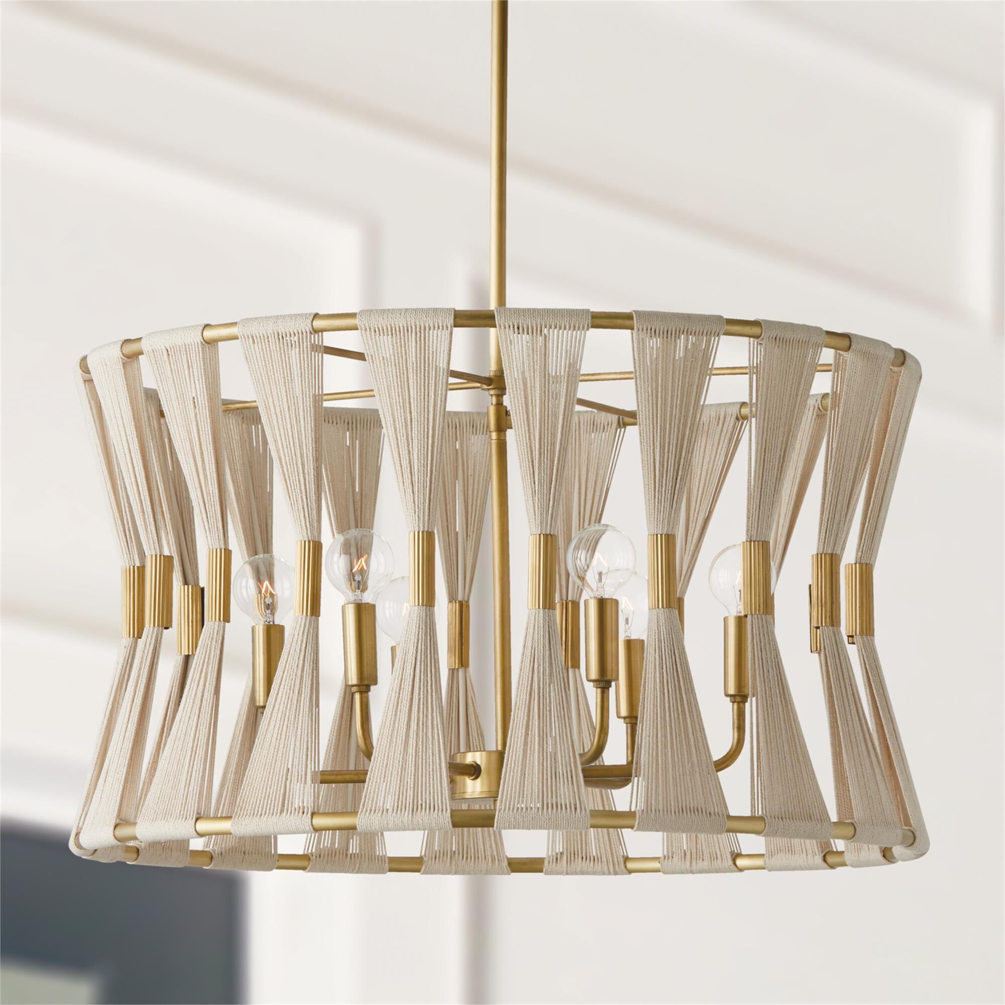 Shown in Bleached Natural Rope And Patinaed Brass finish