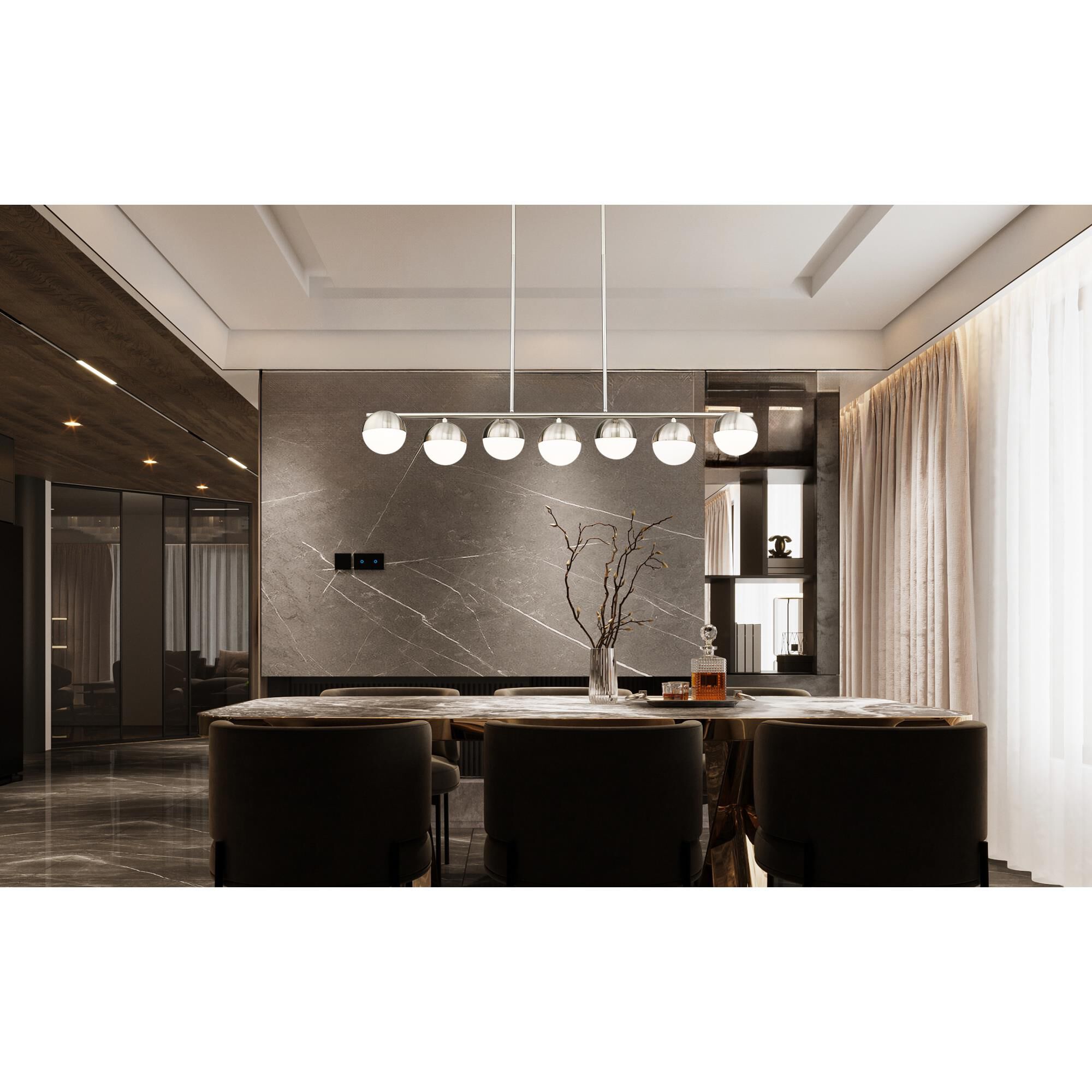 Shown in Brushed Nickel finish and Matte Opal glass and Matte Opal shade