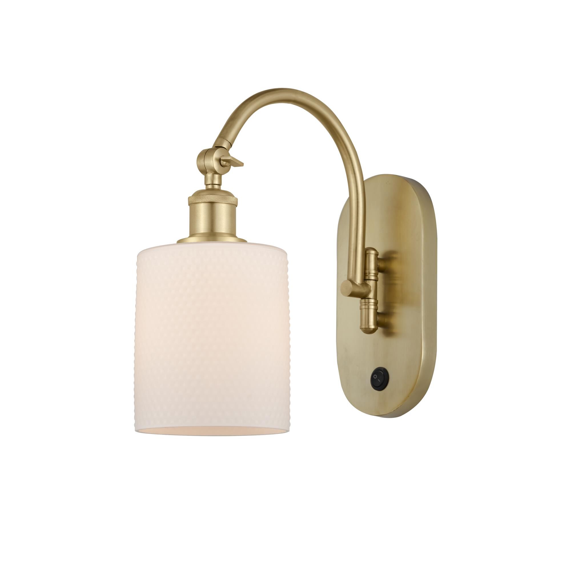 Shown in Satin Gold finish and Matte White glass