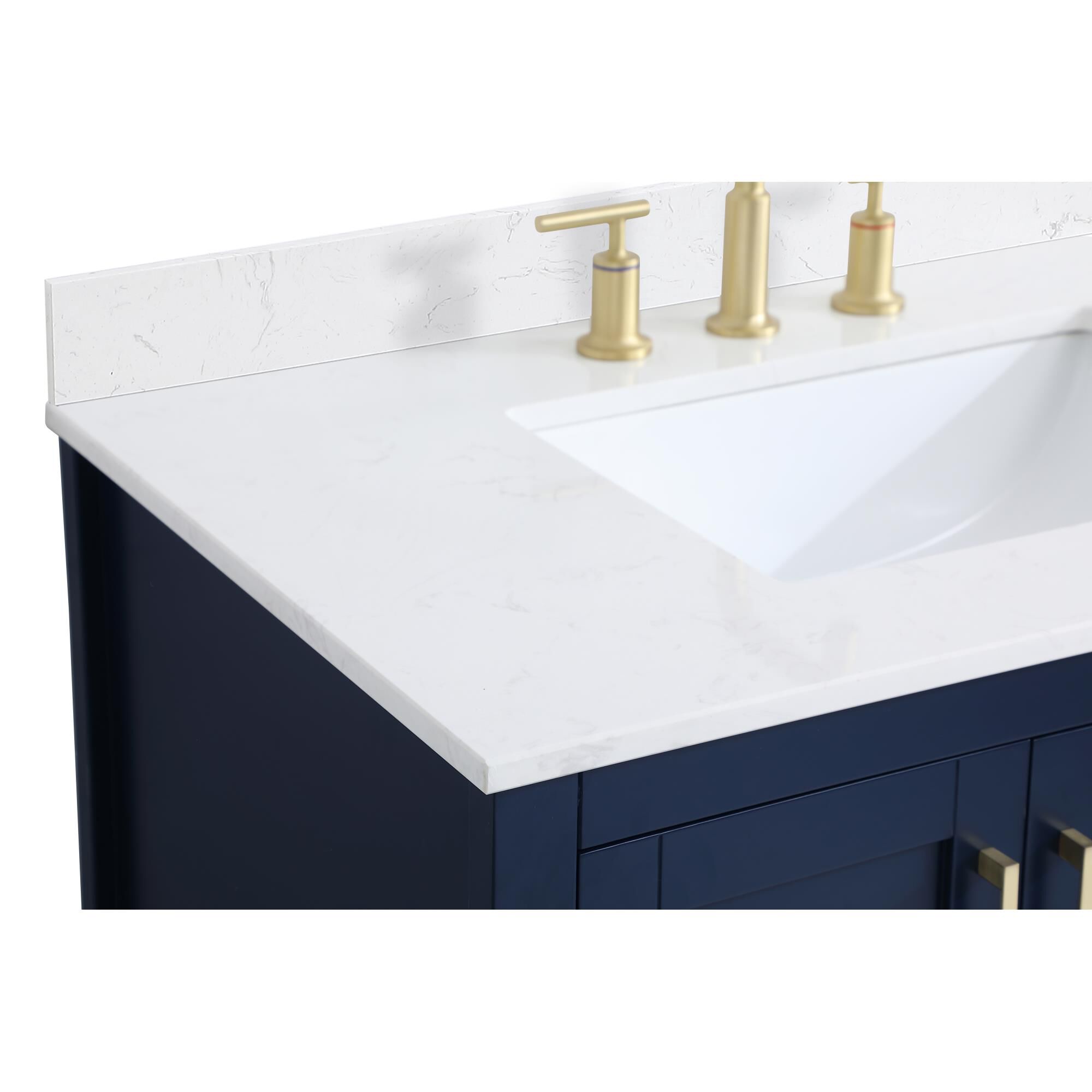 Shown in Blue And Gold With Calacatta Quartz finish