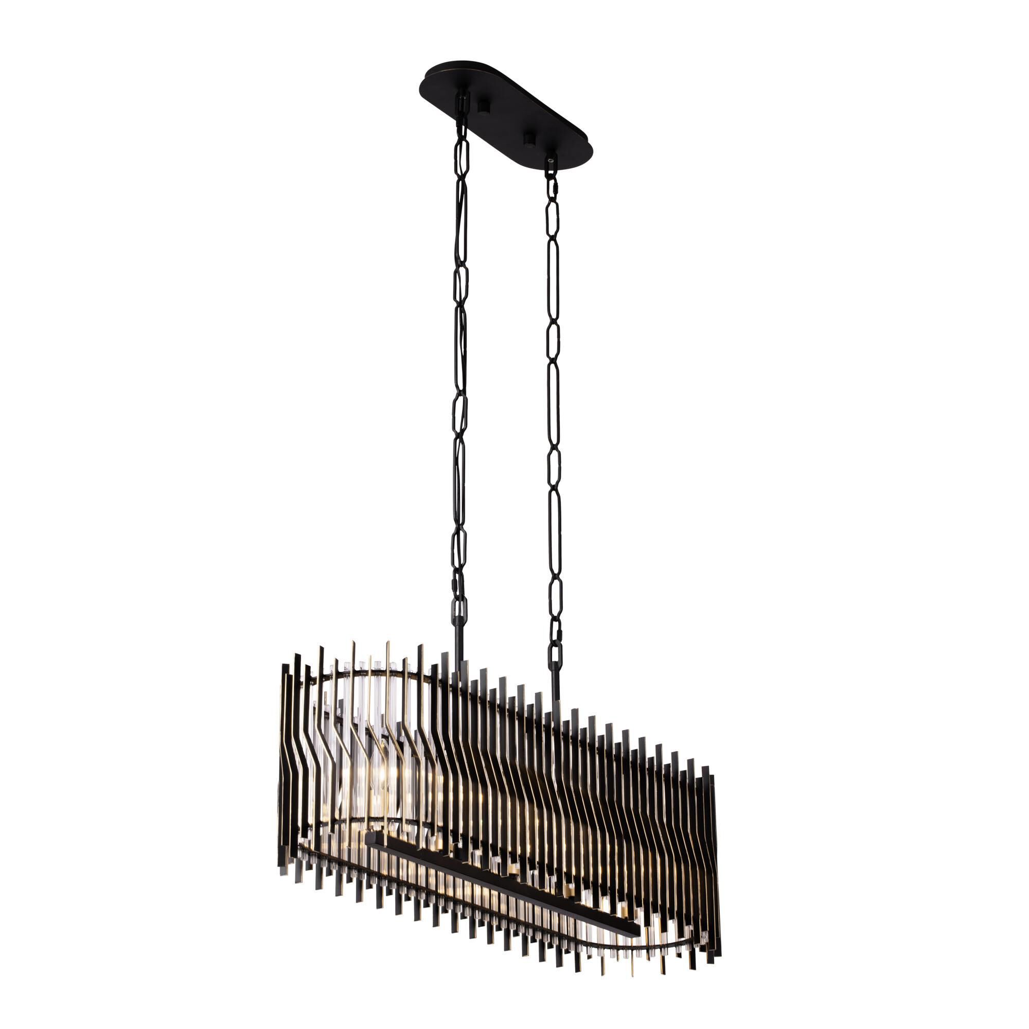 Shown in Matte Black/French Gold finish and Modern Clear Fluted shade