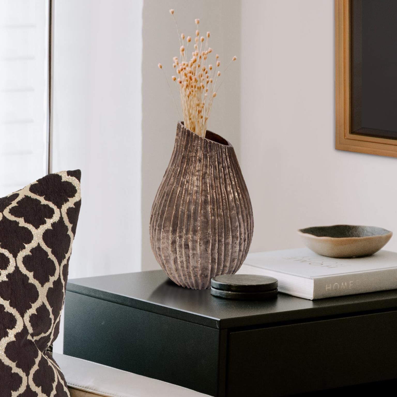 Organic Grooved Vase-Urn by Howard Elliott Collection