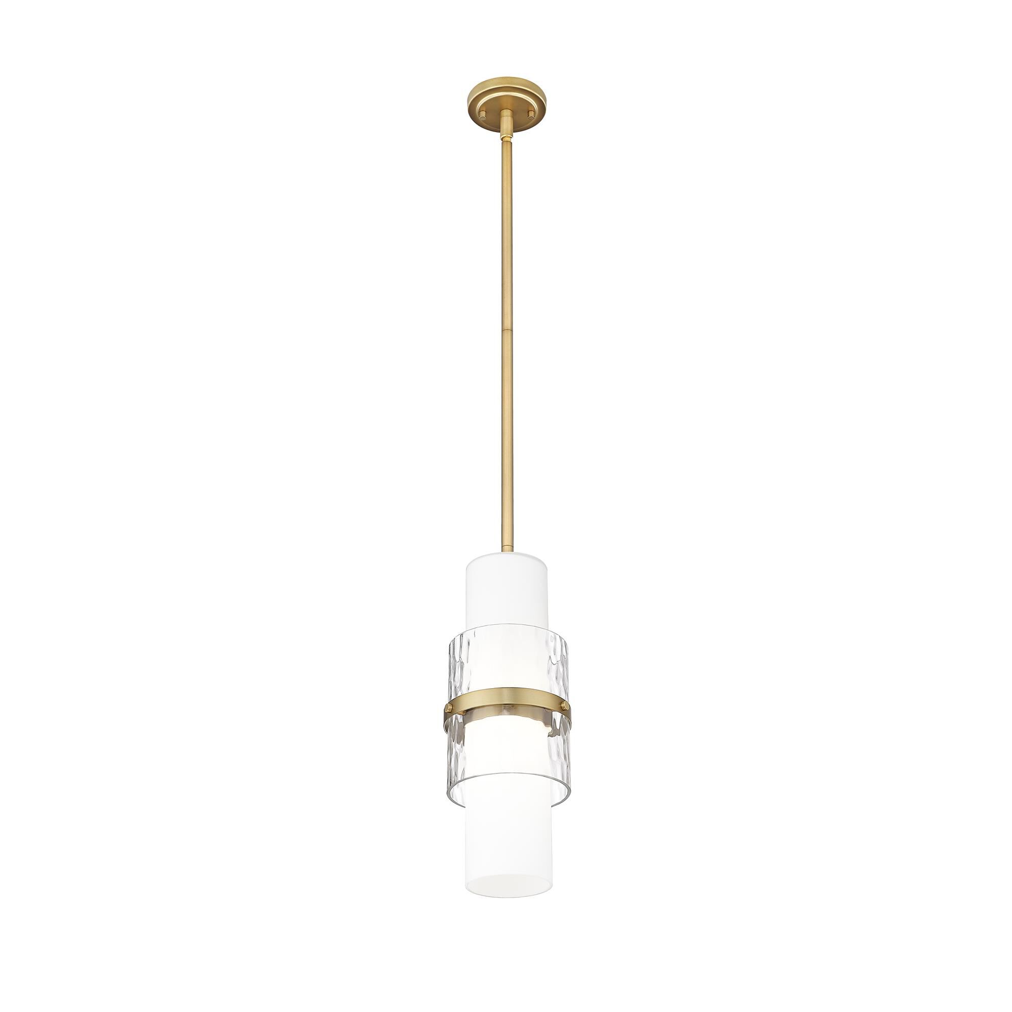 Shown in Modern Gold finish and Clear + Etched Opal glass and Clear + Etched Opal shade