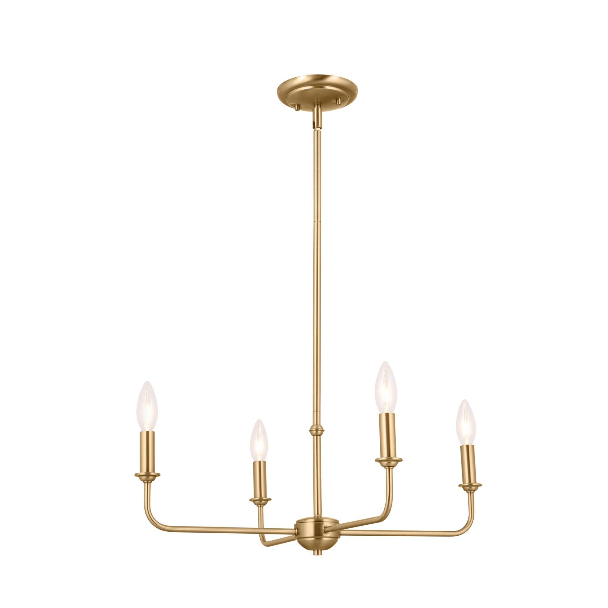 Shown in Brushed Natural Brass finish and Fabric and Bell shade