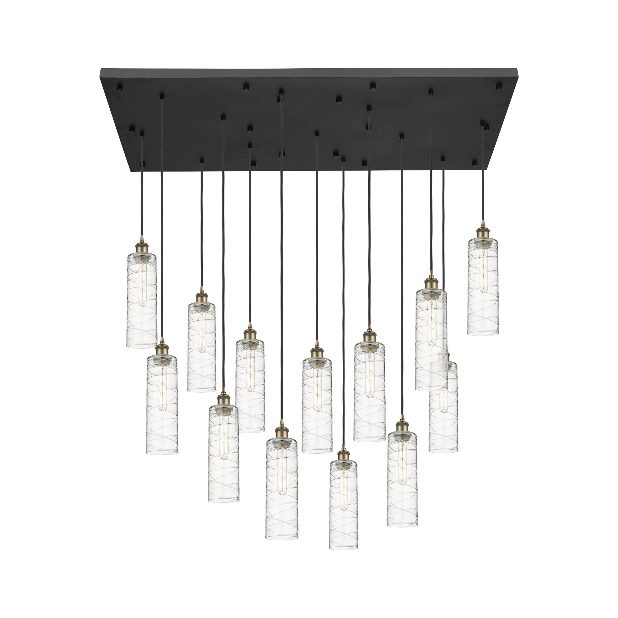 Shown in Brushed Brass finish and Deco Swirl shade