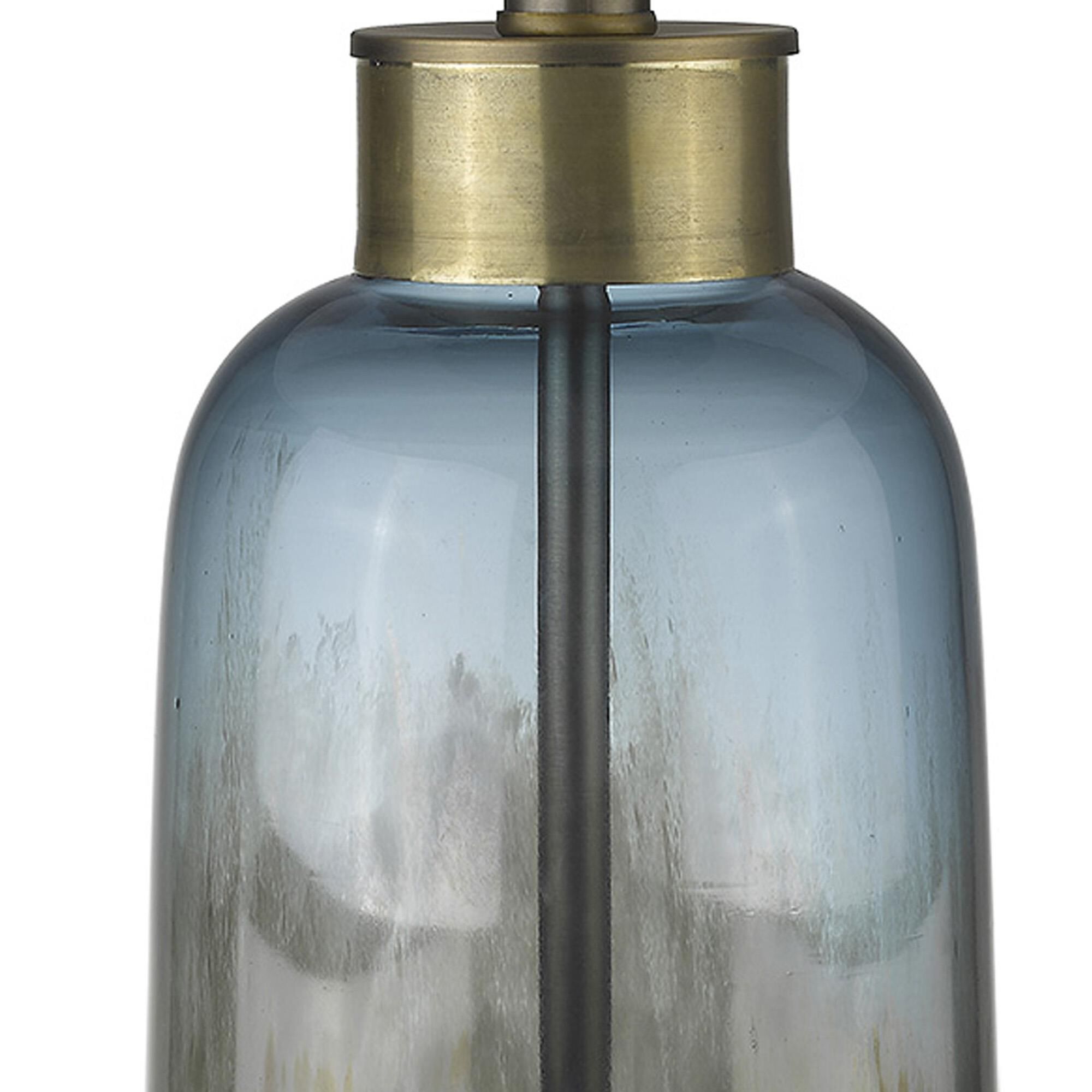 Shown in Brass finish and Seasalt glass and Seasalt Linen Tapered Drum shade