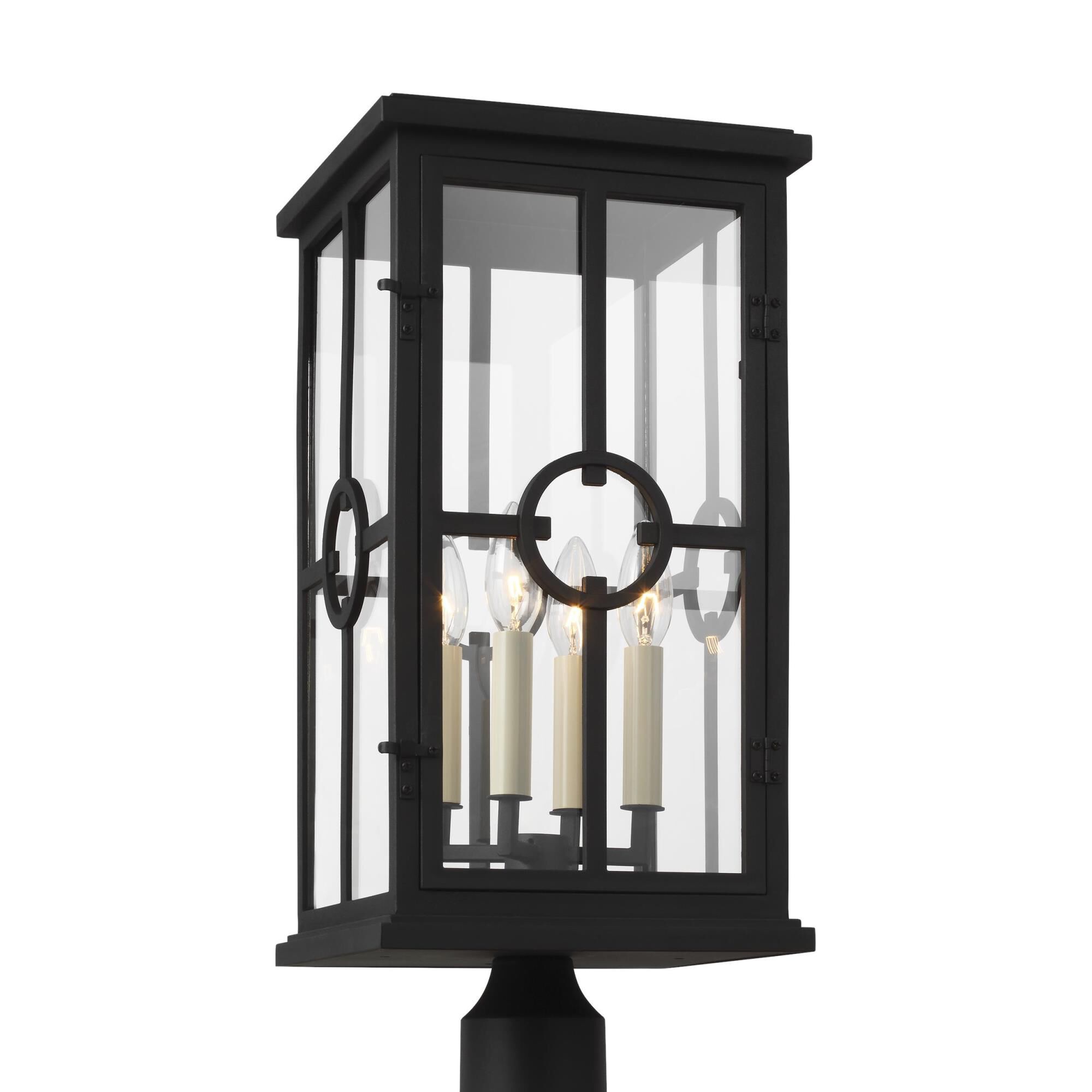Shown in Textured Black finish and Clear Panels glass