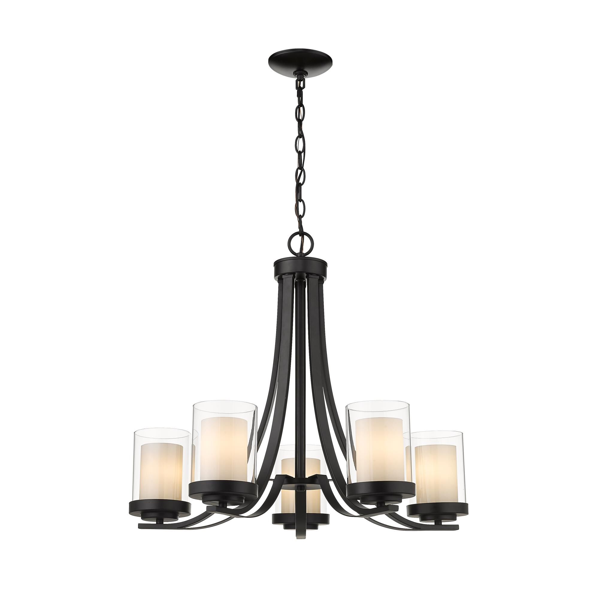 Shown in Matte Black finish and Glass shade