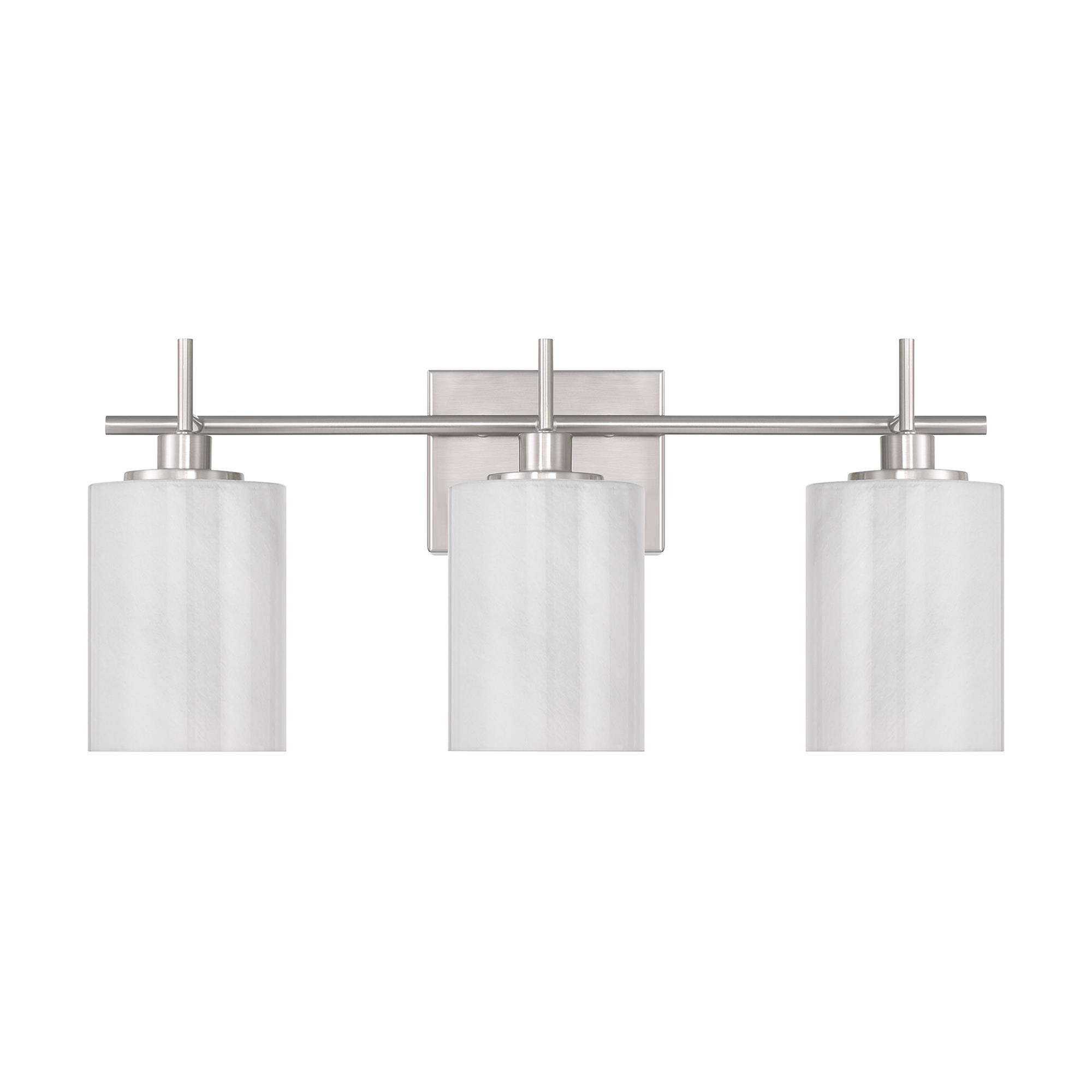 Shown in Brushed Nickel finish and White Strie glass