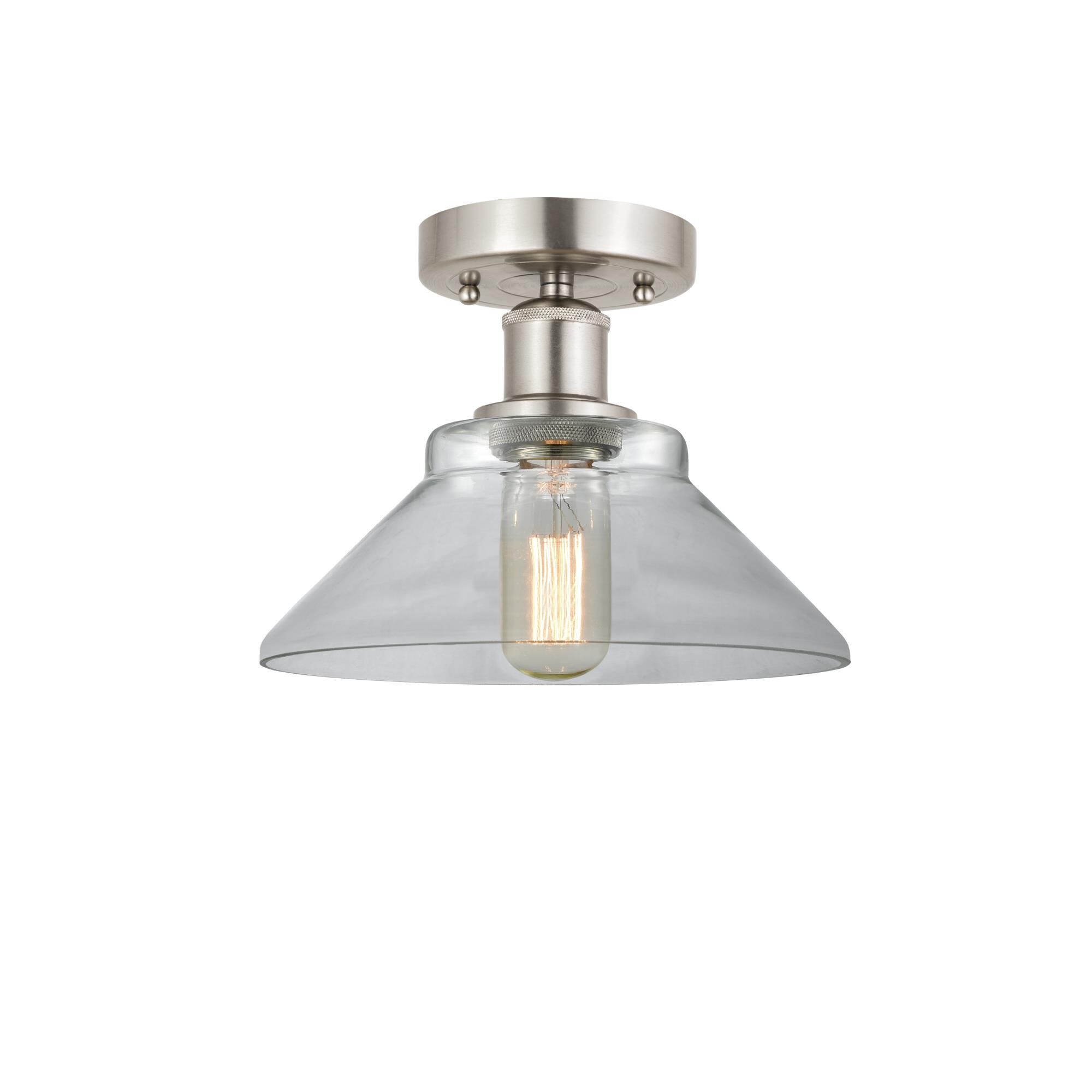 Shown in Brushed Satin Nickel, Clear finish and Clear glass and Clear Glass shade