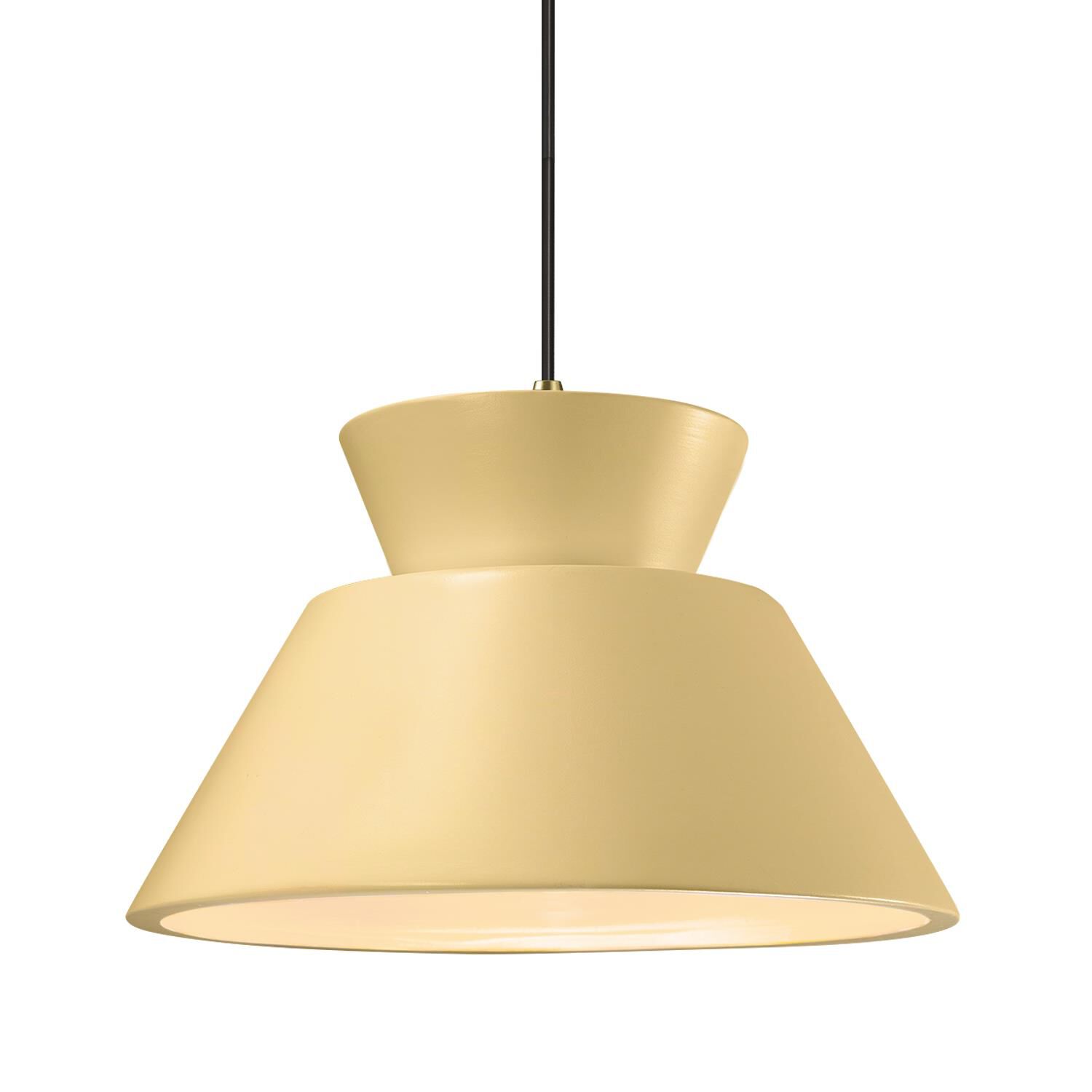 Shown in Antique Brass finish and Muted Yellow shade
