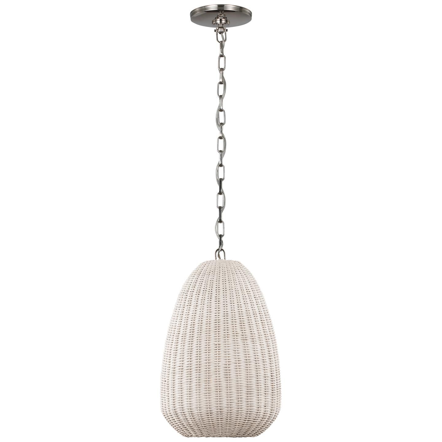 Shown in Polished Nickel finish and Chalk Wicker shade