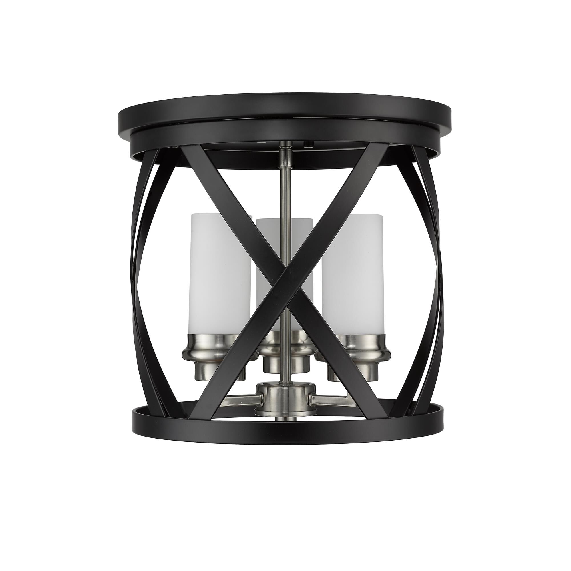 Shown in Matte Black + Brushed Nickel finish and Glass shade