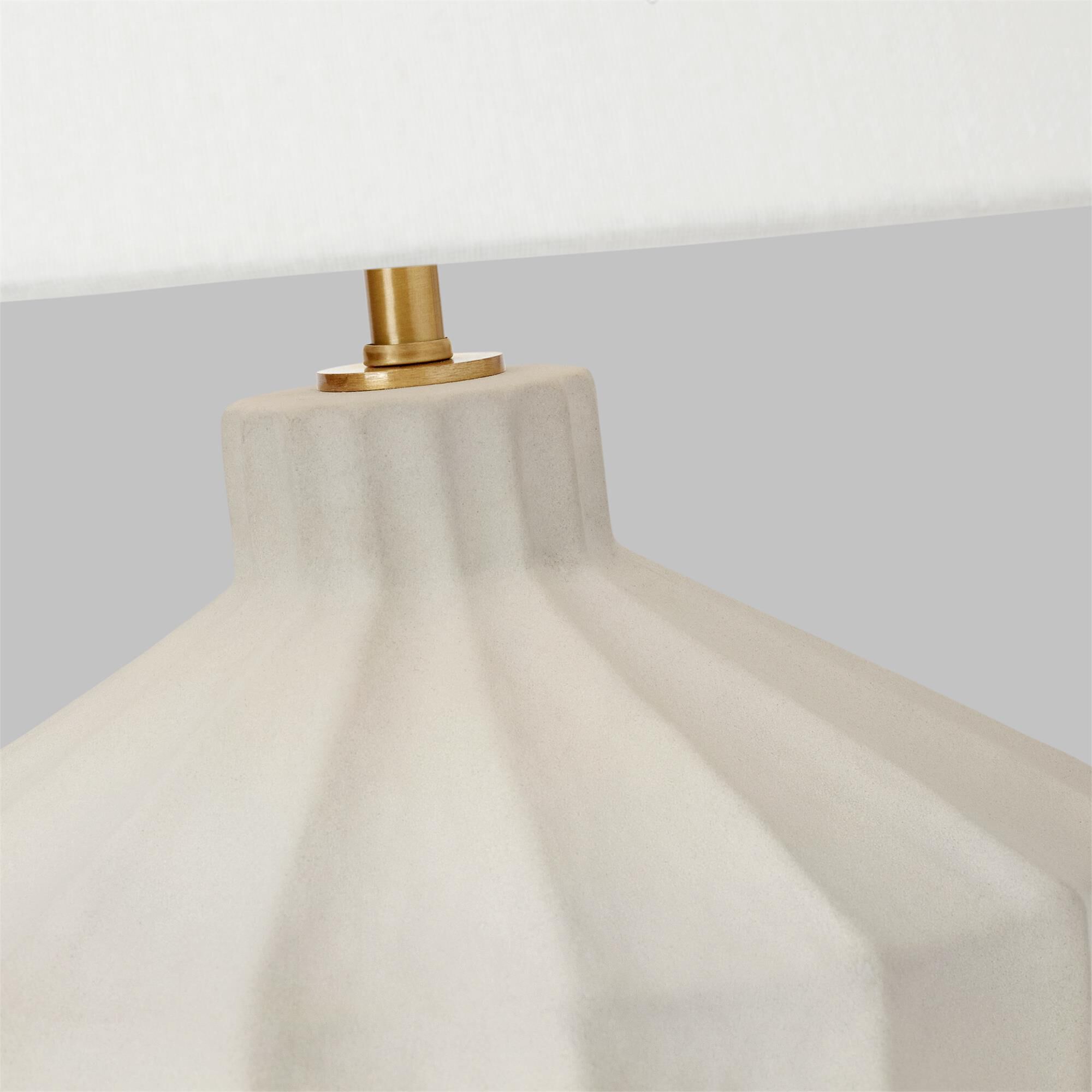 Shown in Matte Concrete finish and White Linen Fabric shade