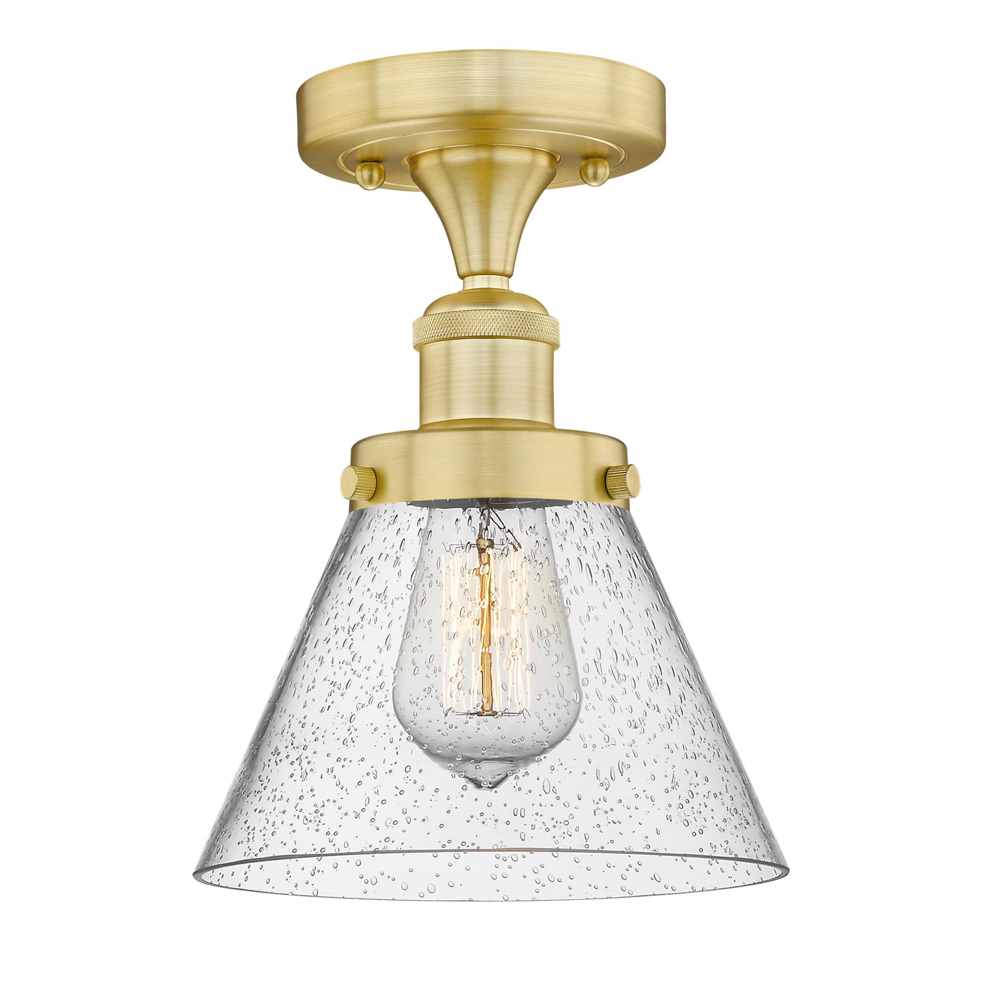 Shown in Satin Gold finish and Seedy glass