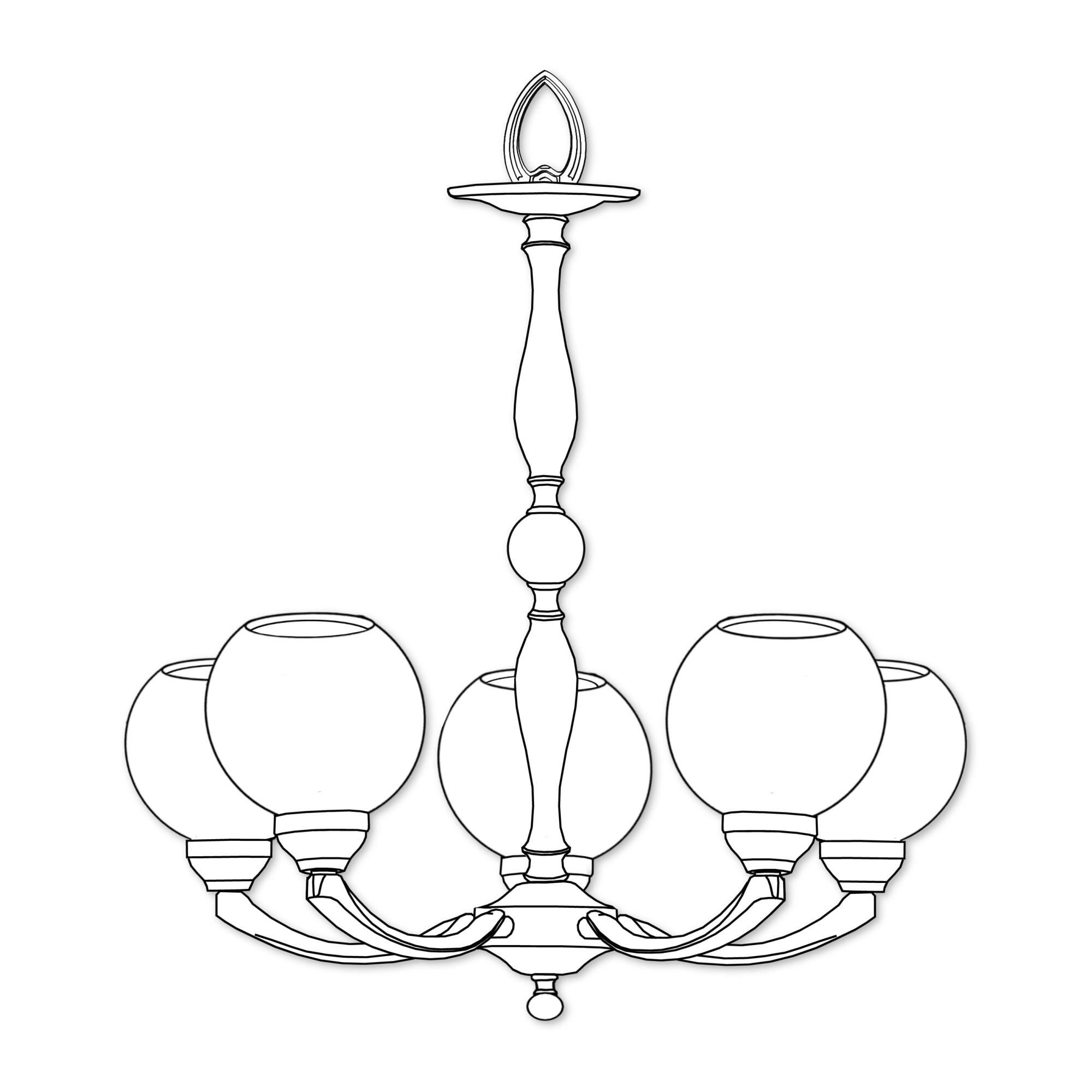 Alabaster Globes 5 Light Chandelier by American Brass and Crystal