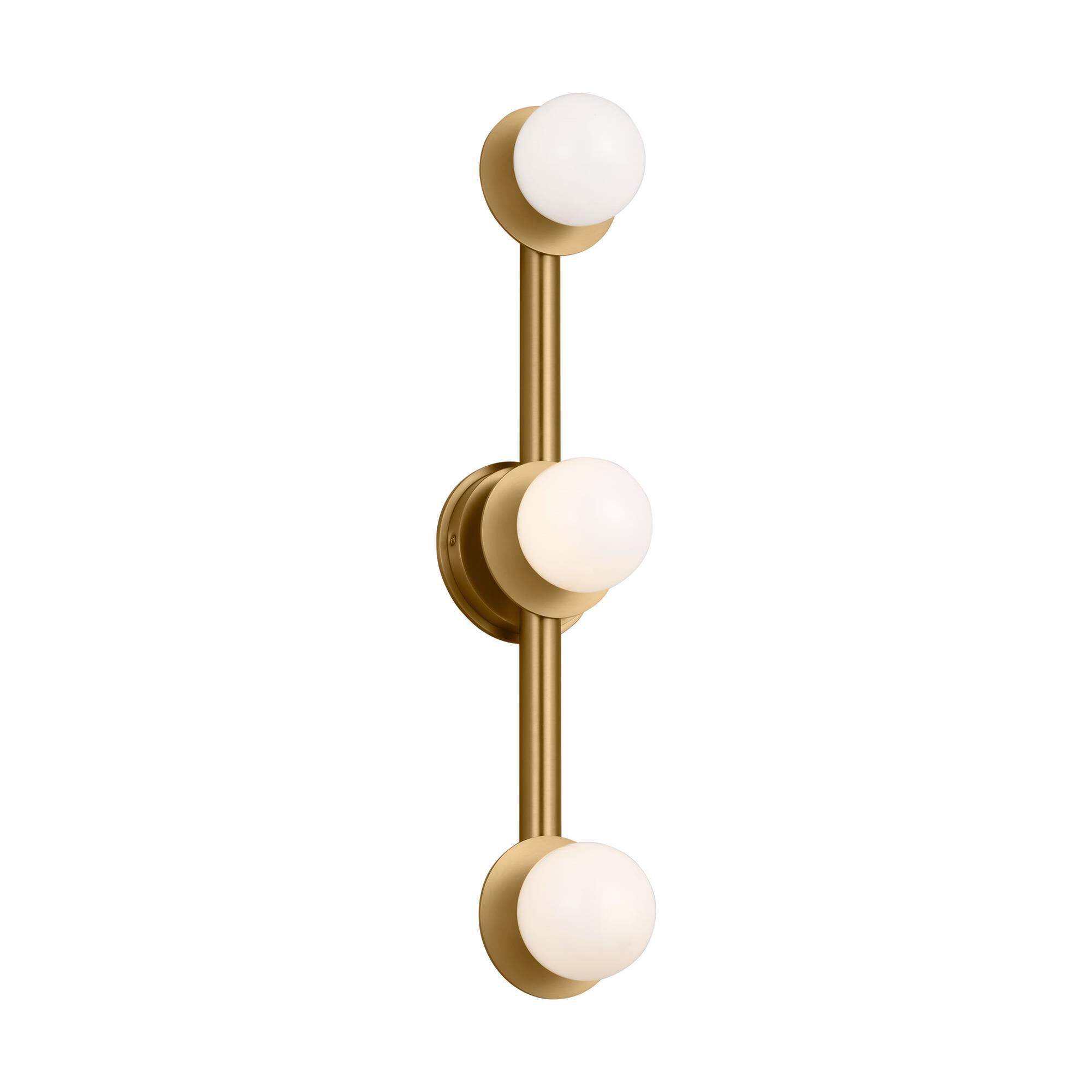 Shown in Burnished Brass finish and Milk glass