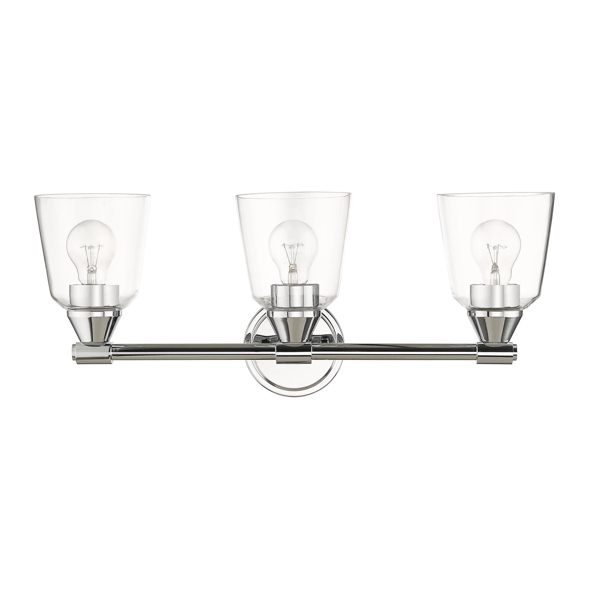 Shown in Polished Chrome finish and Hand Blown Clear  glass