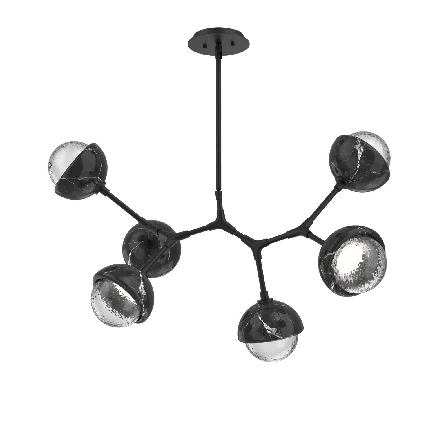 Shown in Matte Black finish and Clear glass and Black Marble accent