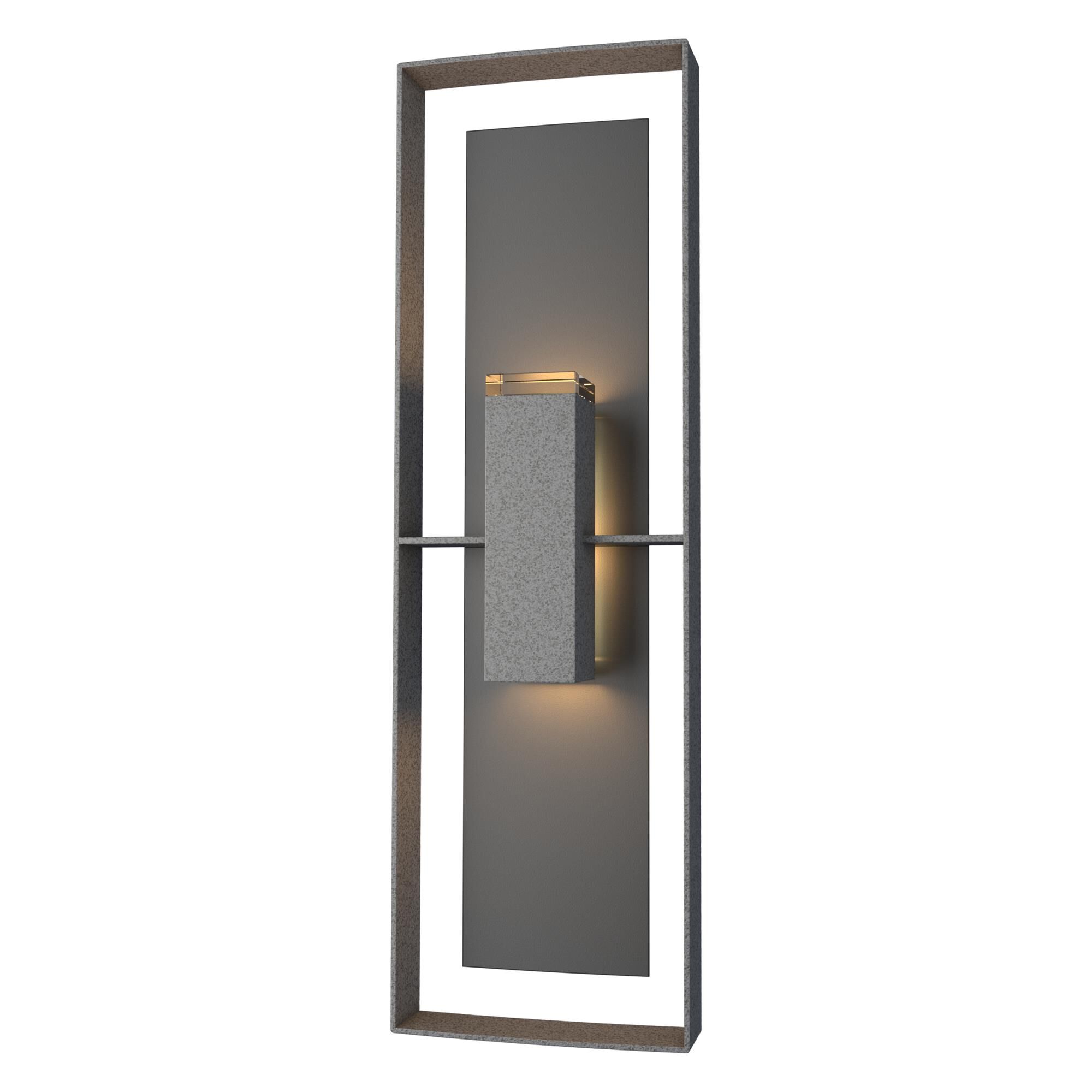Shown in Coastal Natural Iron finish and Clear glass and Black accent