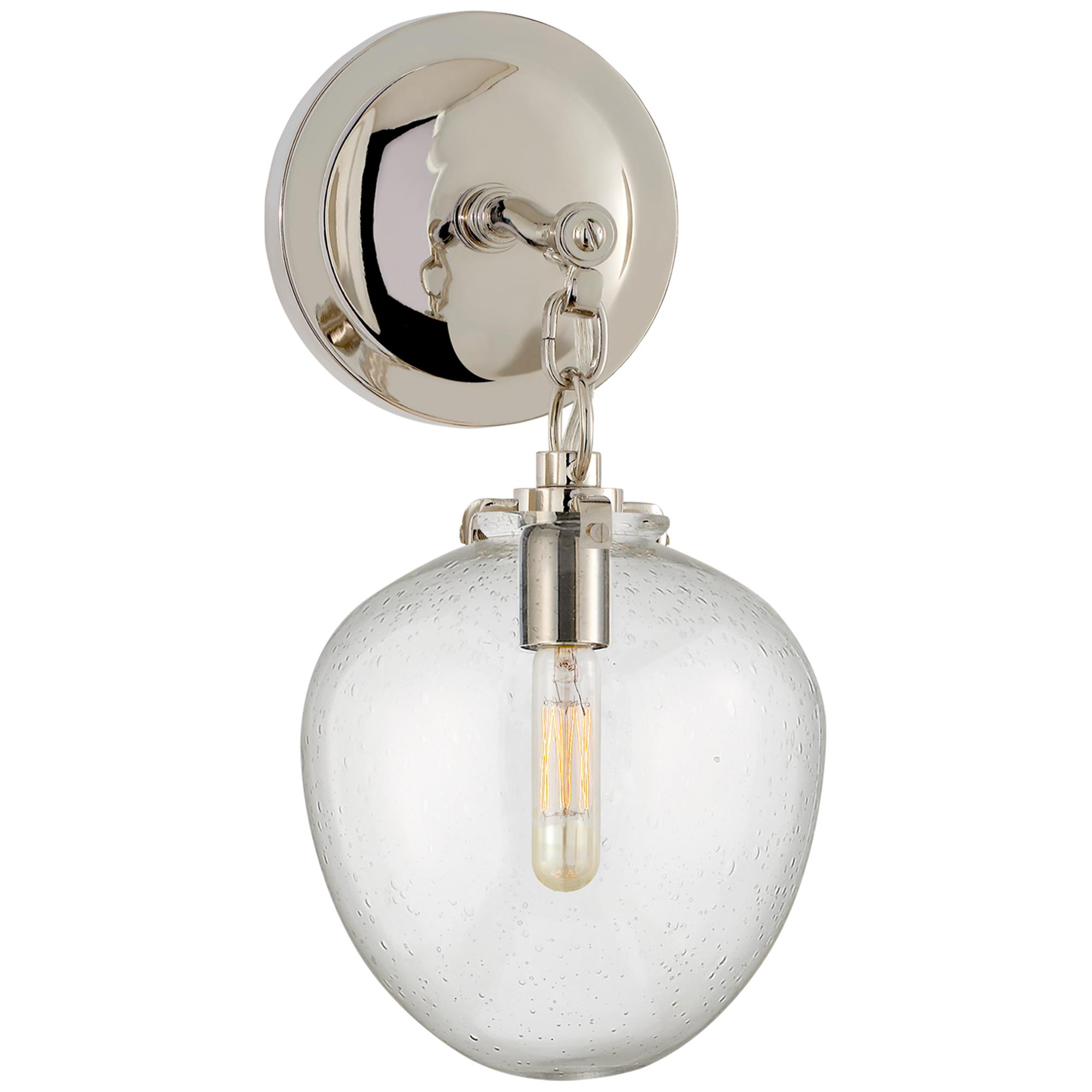 Shown in Polished Nickel finish and Seeded glass