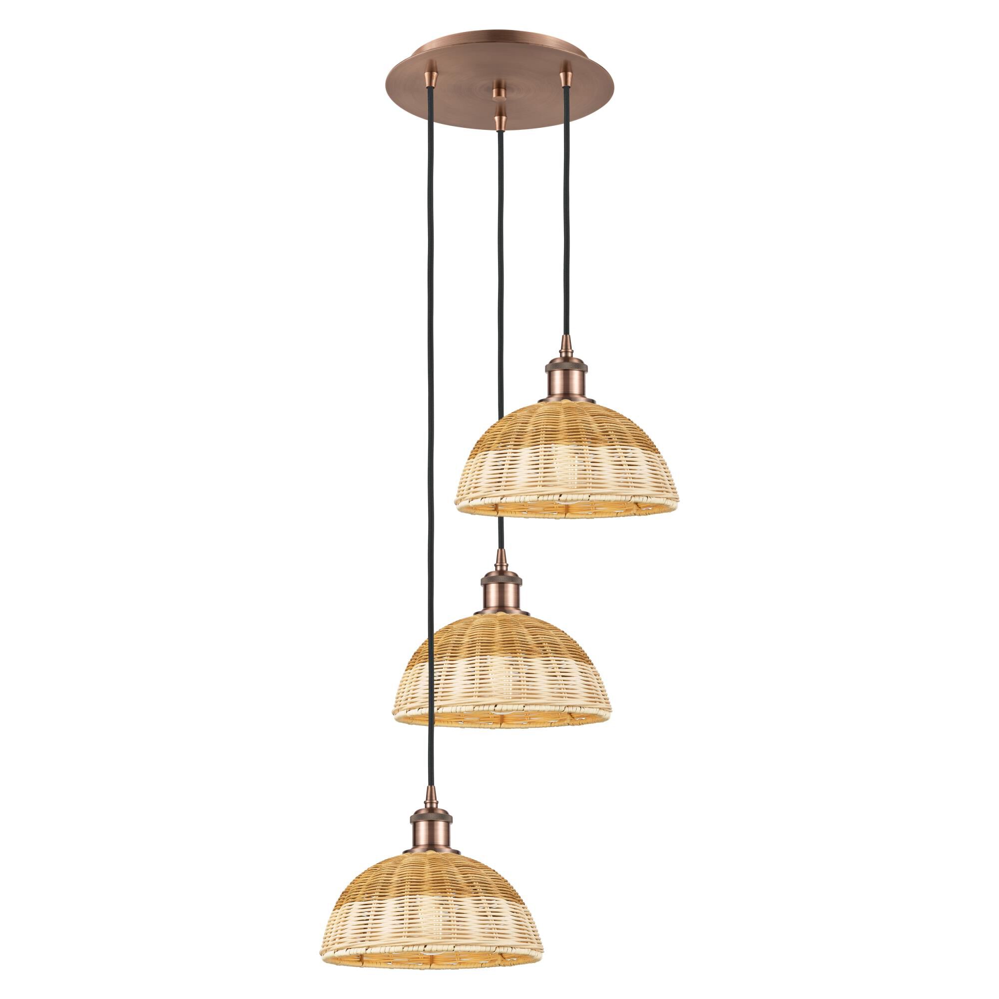 Shown in Antique Copper finish and Natural shade