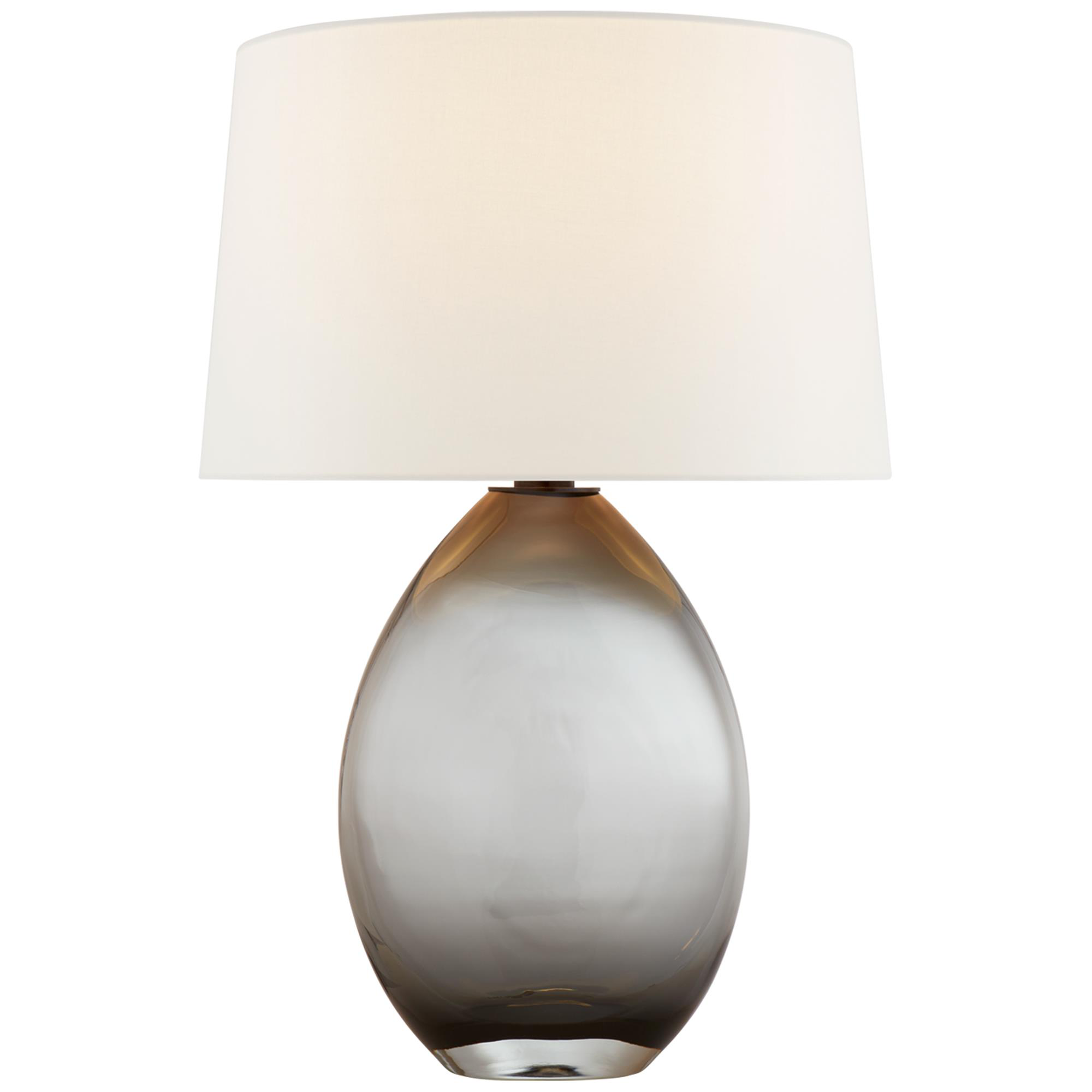 Shown in Smoked Glass finish and Linen shade