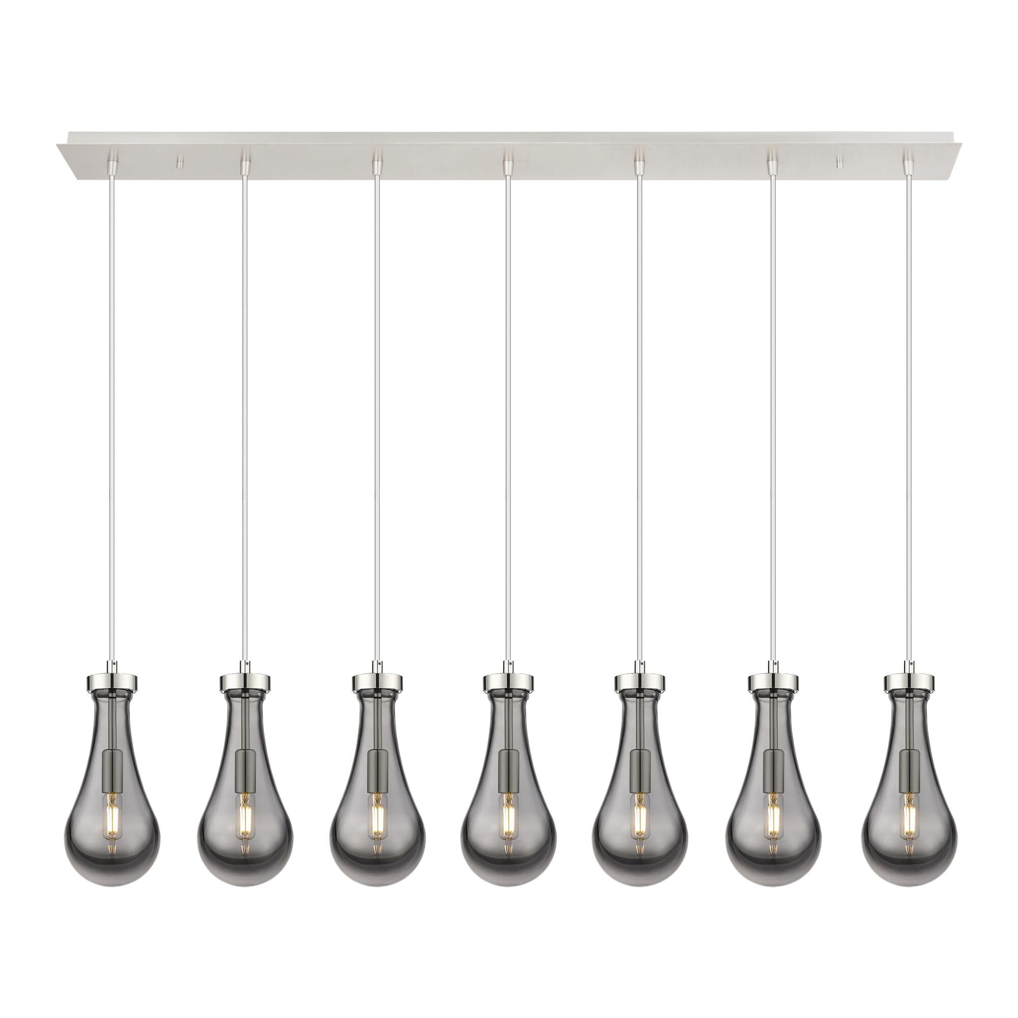 Shown in Polished Nickel finish and Light Smoke glass and Light Smoke Glass shade