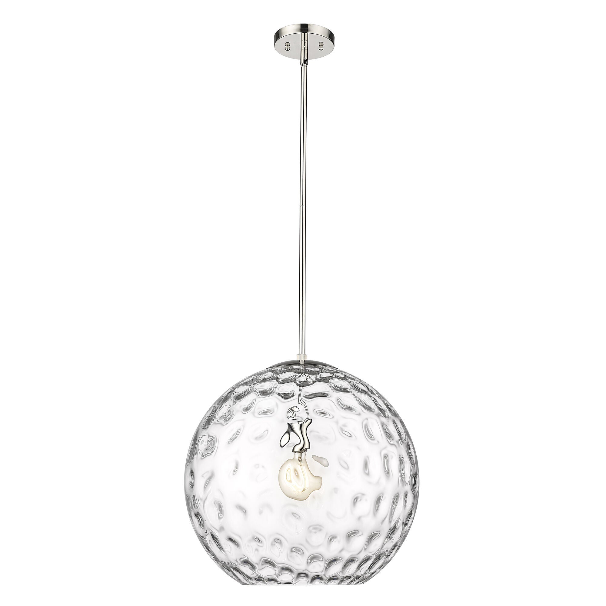 Shown in Polished Nickel finish and Rippled Water glass