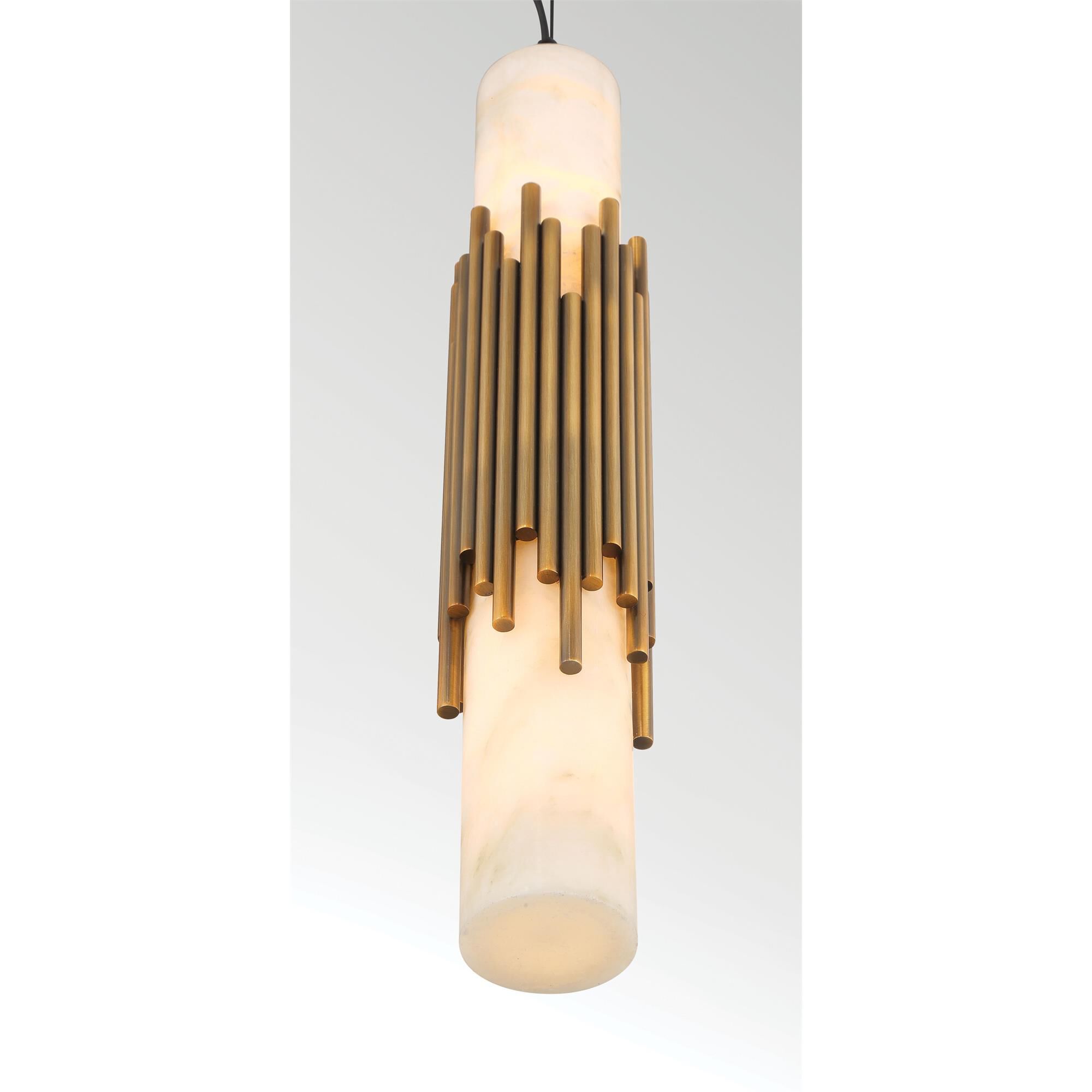 Shown in Antique Brass finish and Alabaster glass