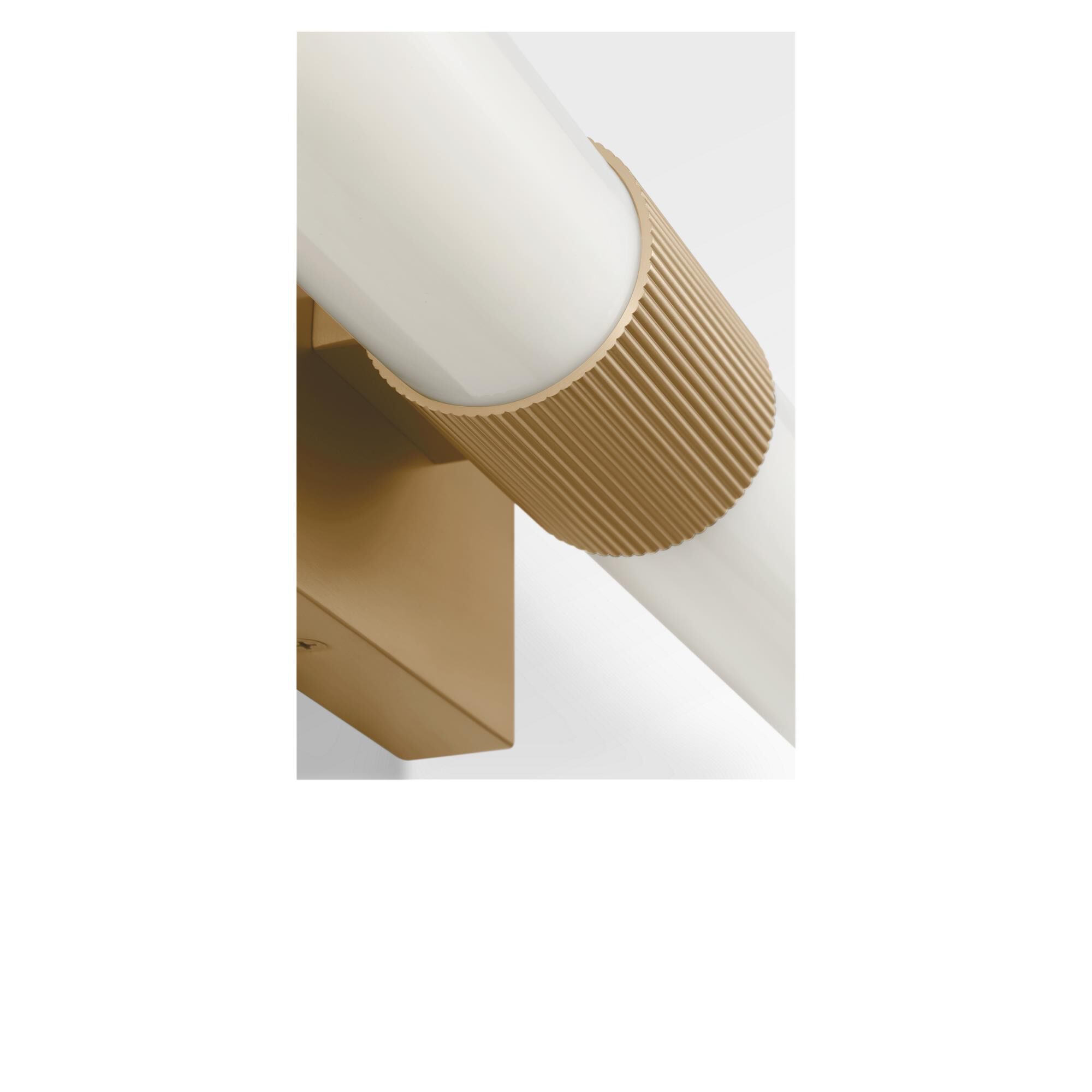 Shown in Satin Brass finish and White Acrylic shade