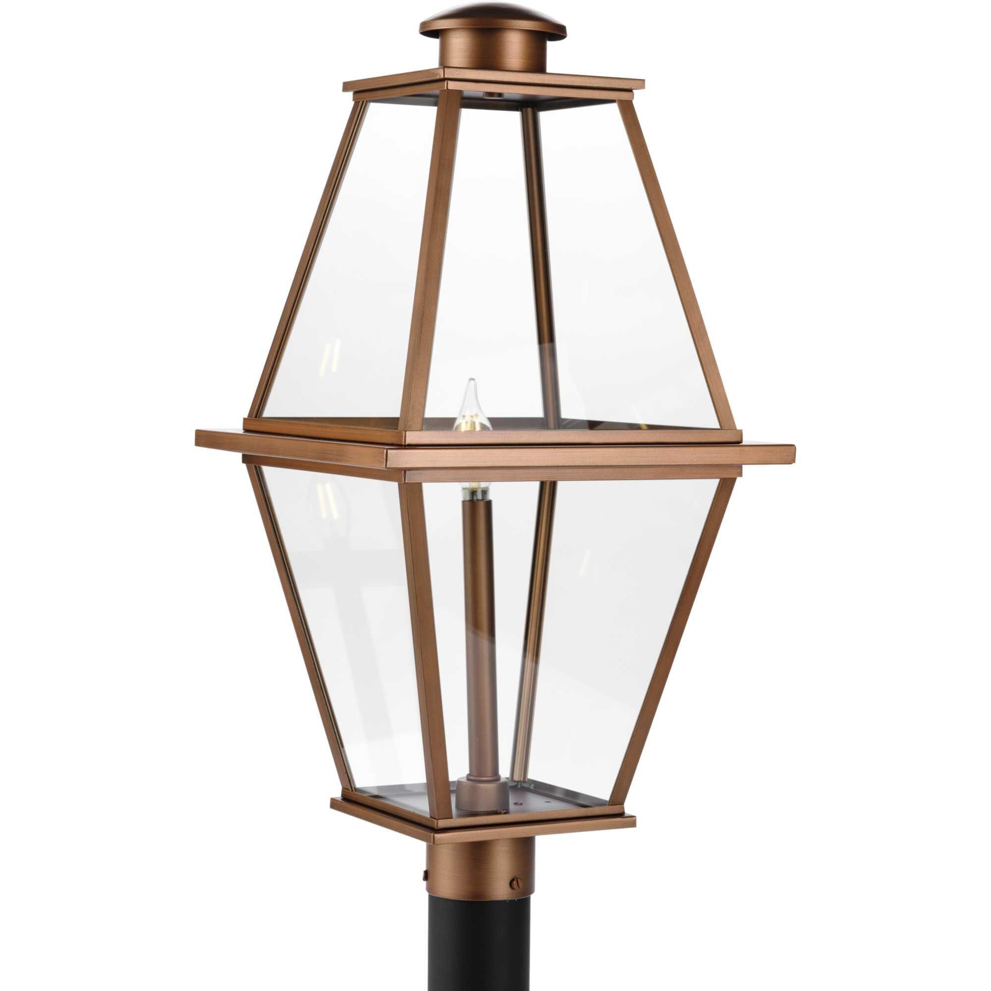 Shown in Antique Copper finish and Clear glass