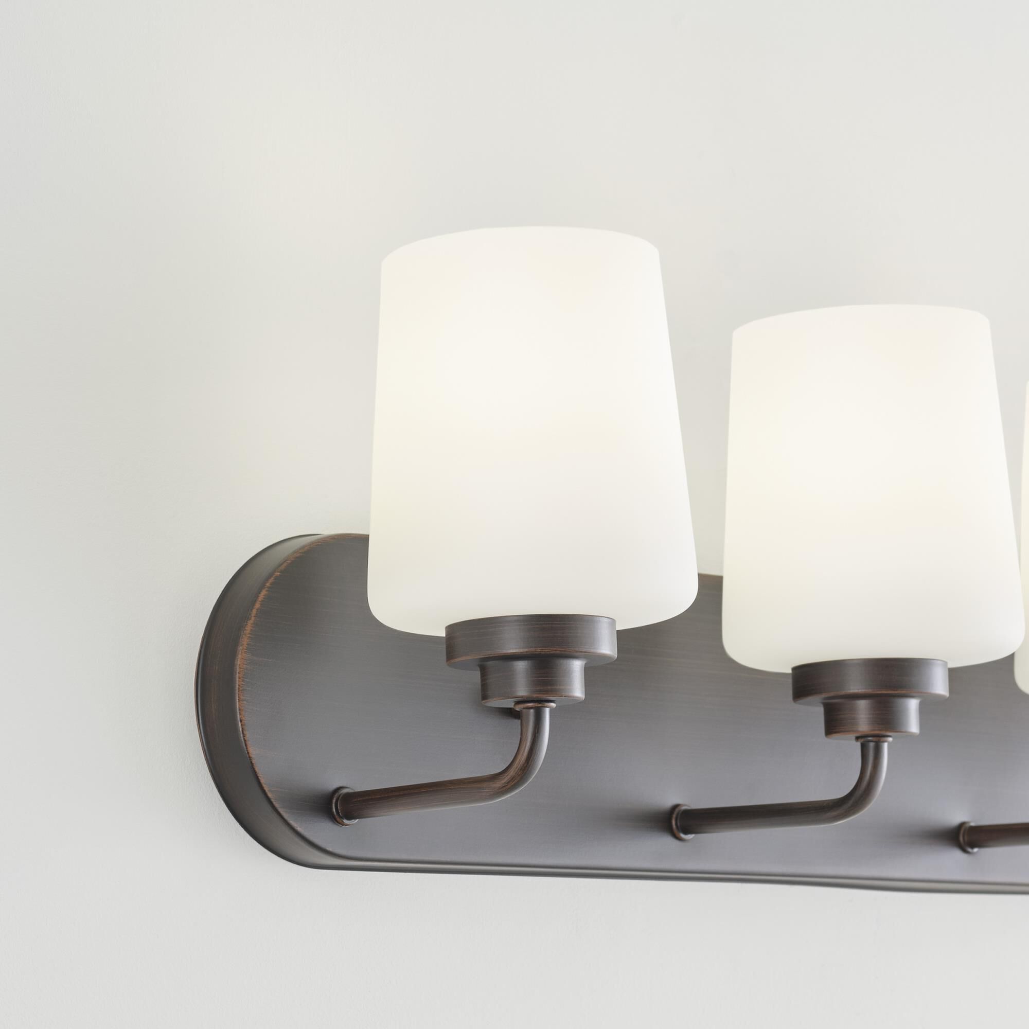 Shown in Bronze finish and Etched with White Inside glass