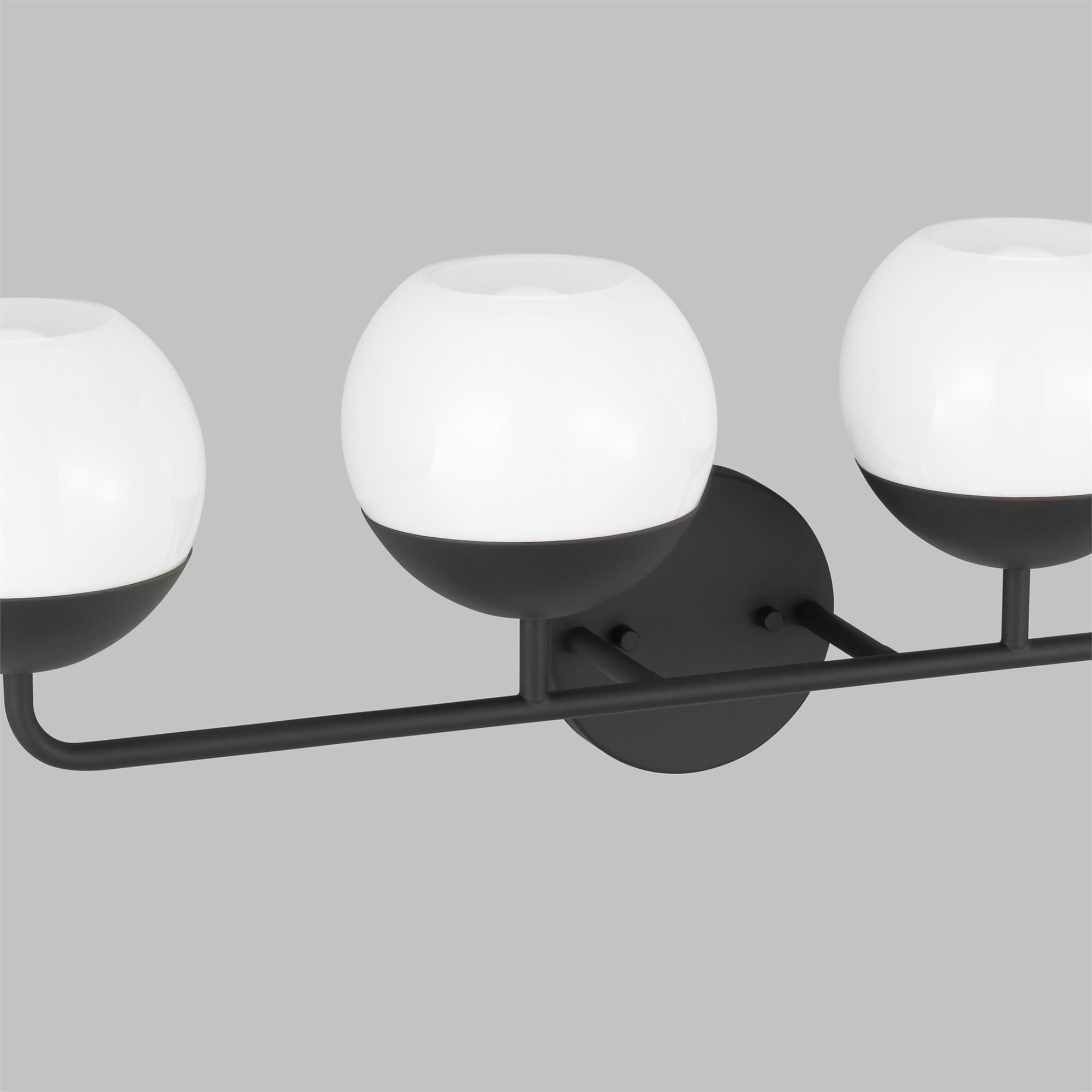 Shown in Midnight Black finish and Milk glass and Milk Glass s shade